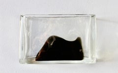 Antonio da Ros for Cenedese Italian Rectangular Black & Clear Murano Glass Vase