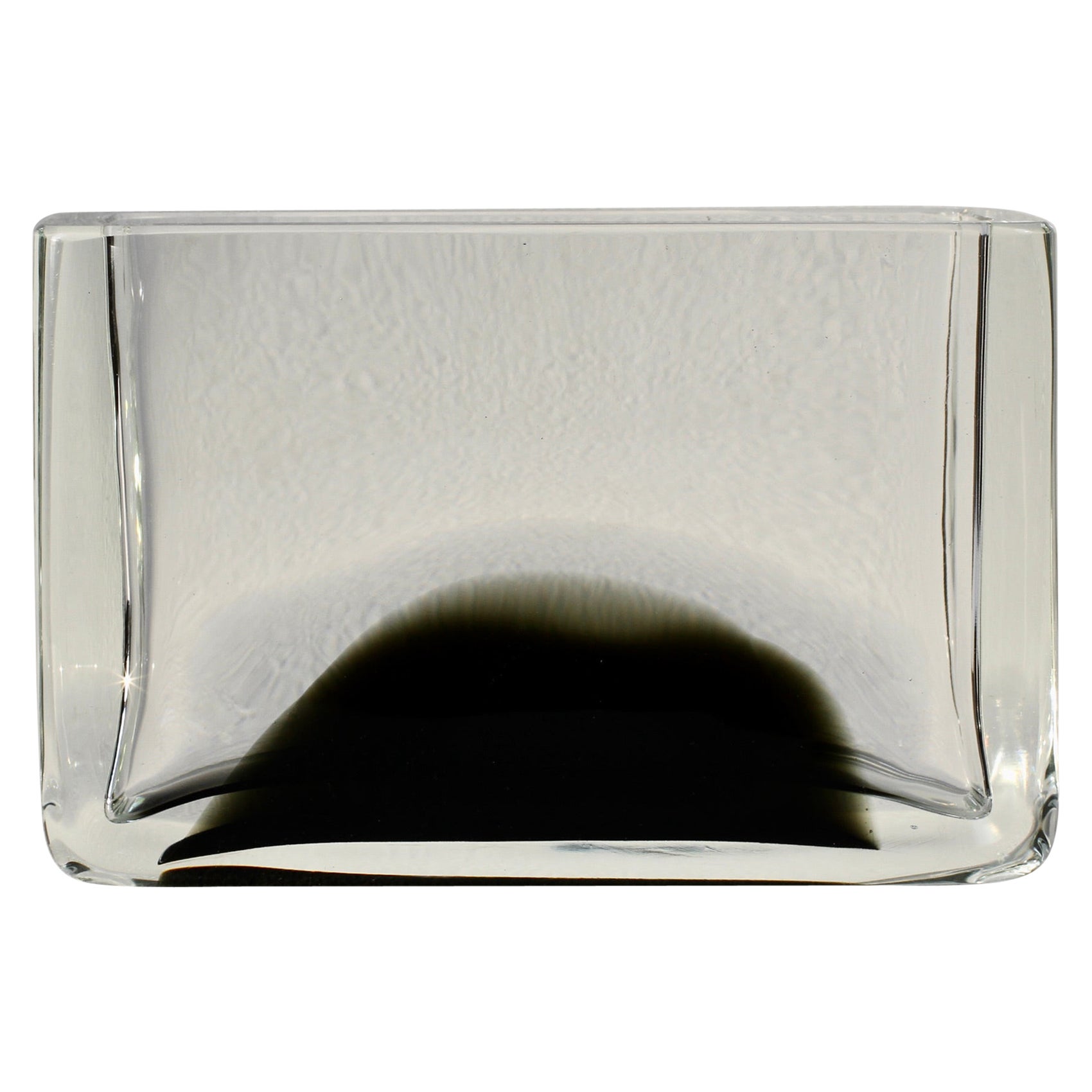 Antonio da Ros for Cenedese Italian Rectangular Black & Clear Murano Glass Vase