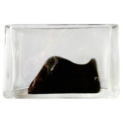 Antonio da Ros for Cenedese Italian Rectangular Black & Clear Murano Glass Vase