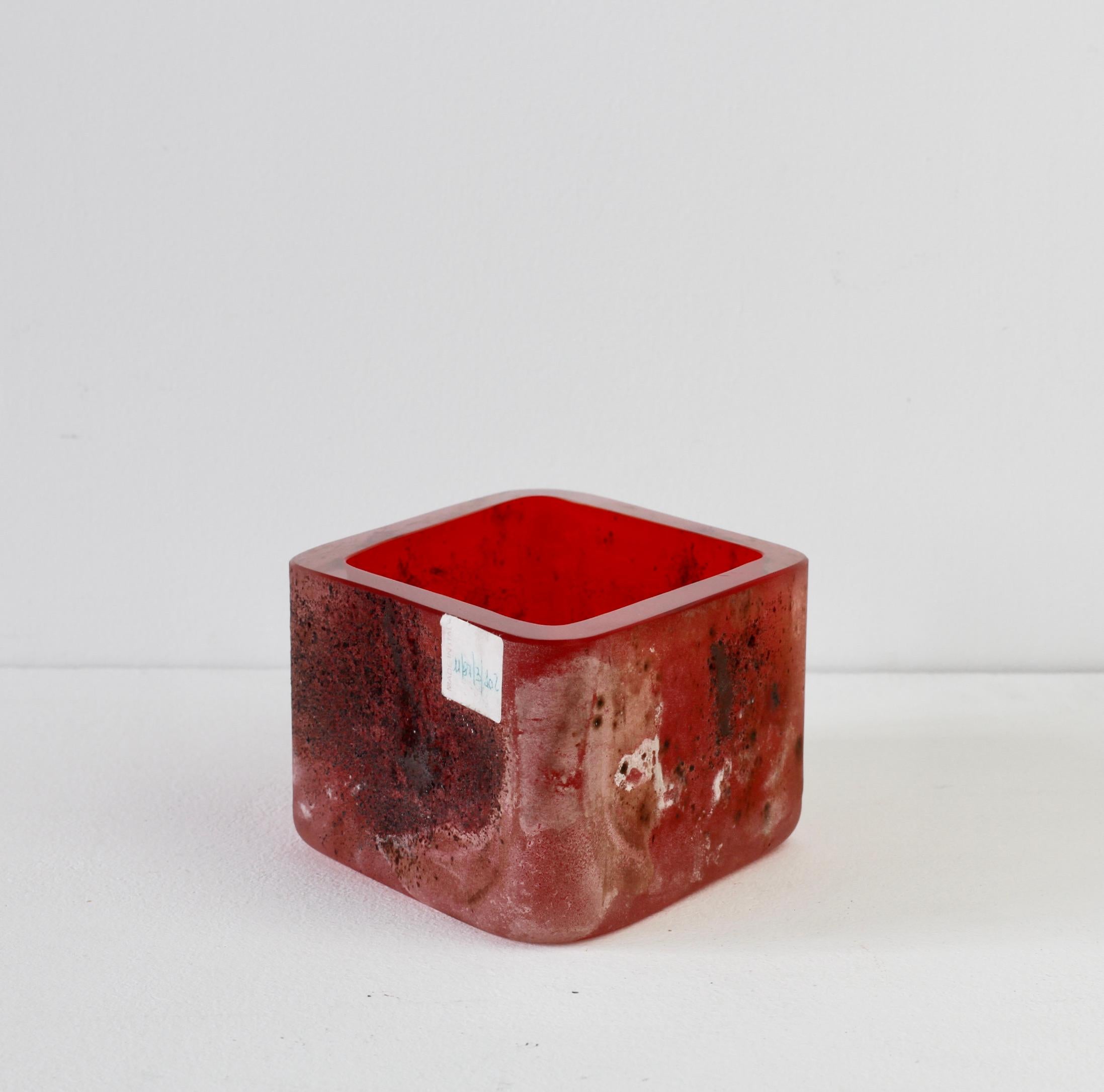 Antonio da Ros for Cenedese Italian Red Scavo Vintage Murano Glass Bowl c. 1980s For Sale 6