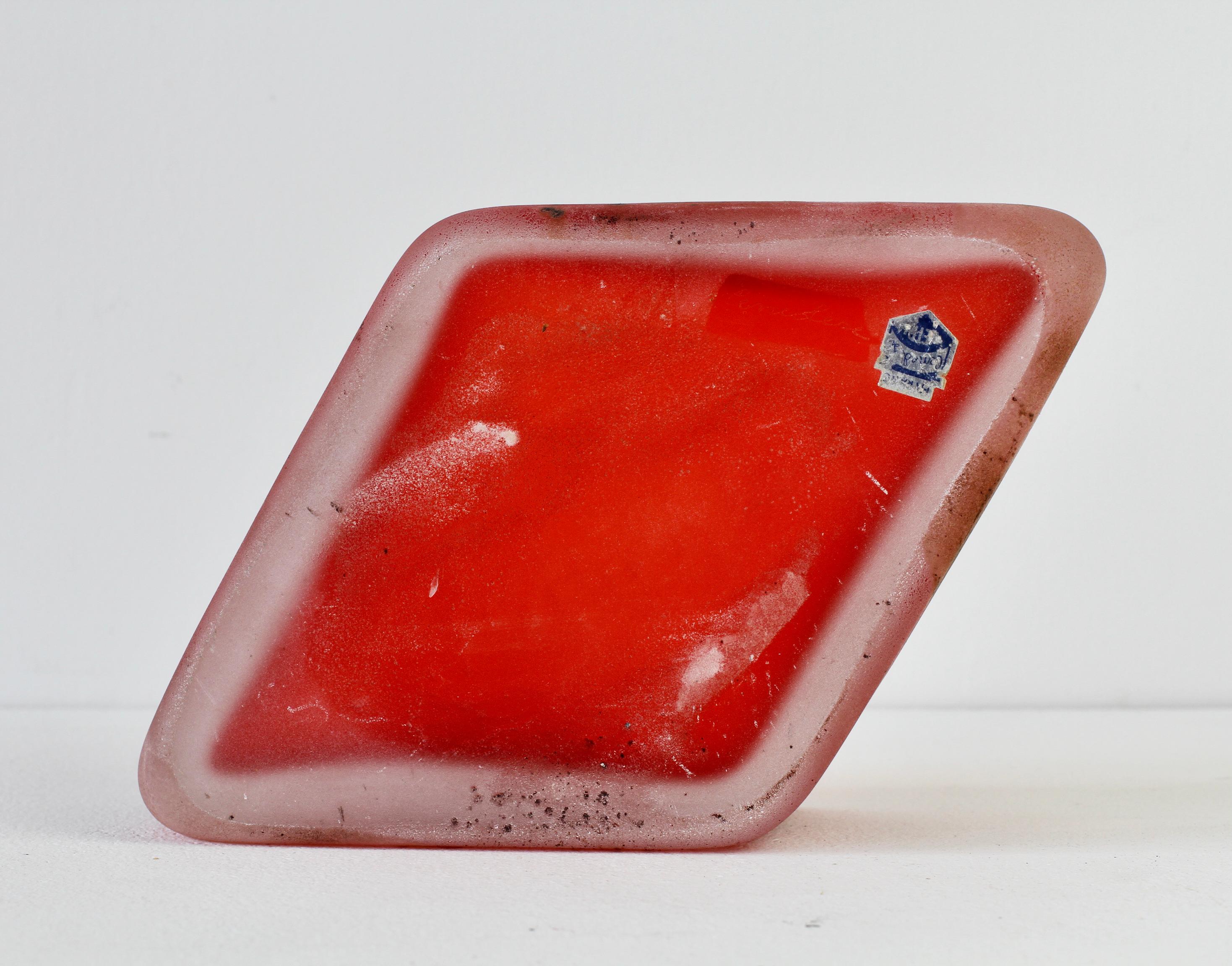 Antonio da Ros for Cenedese Italian Red Scavo Vintage Murano Glass Bowl c. 1980s For Sale 10