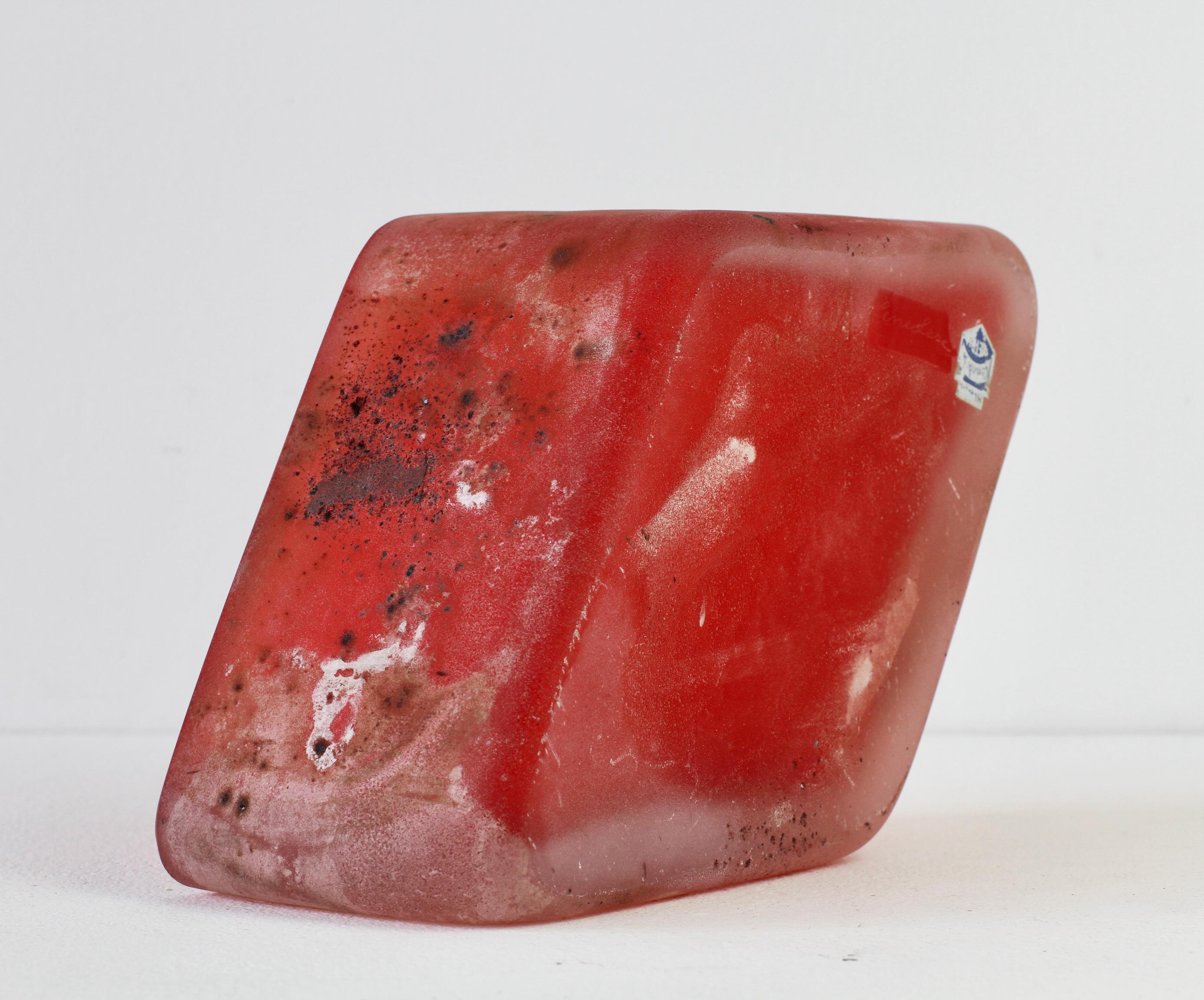 Antonio da Ros for Cenedese Italian Red Scavo Vintage Murano Glass Bowl c. 1980s For Sale 11