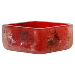 Antonio da Ros for Cenedese Italian Red Scavo Vintage Murano Glass Bowl c. 1980s