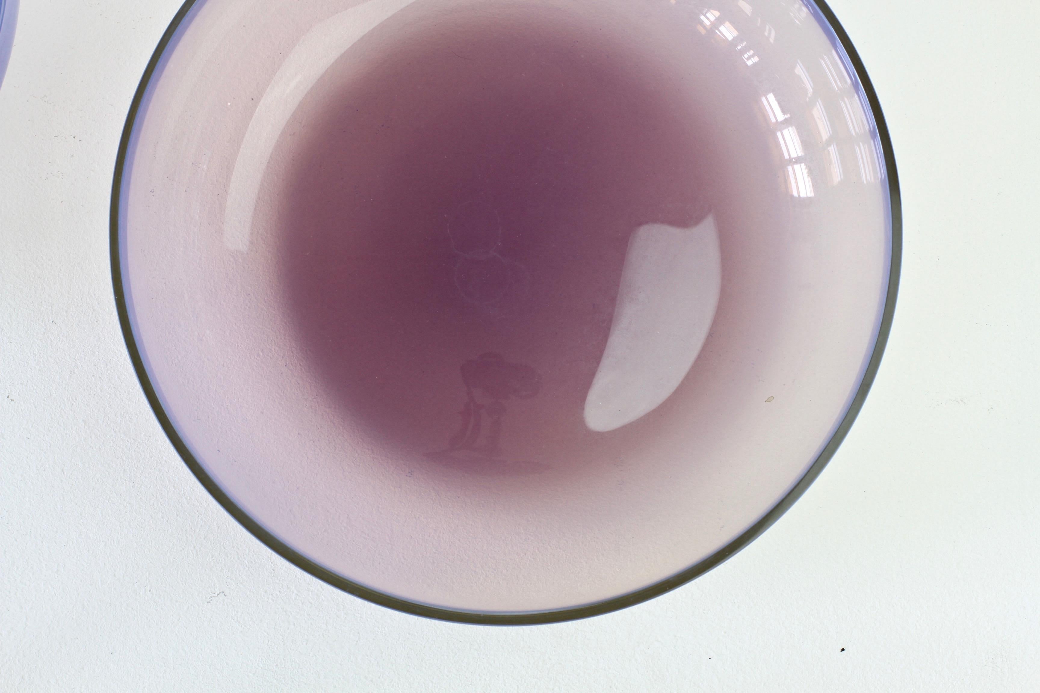 Paire de bols en verre de Murano de couleur rose et lilas Antonio da Ros pour Cenedese en vente 3