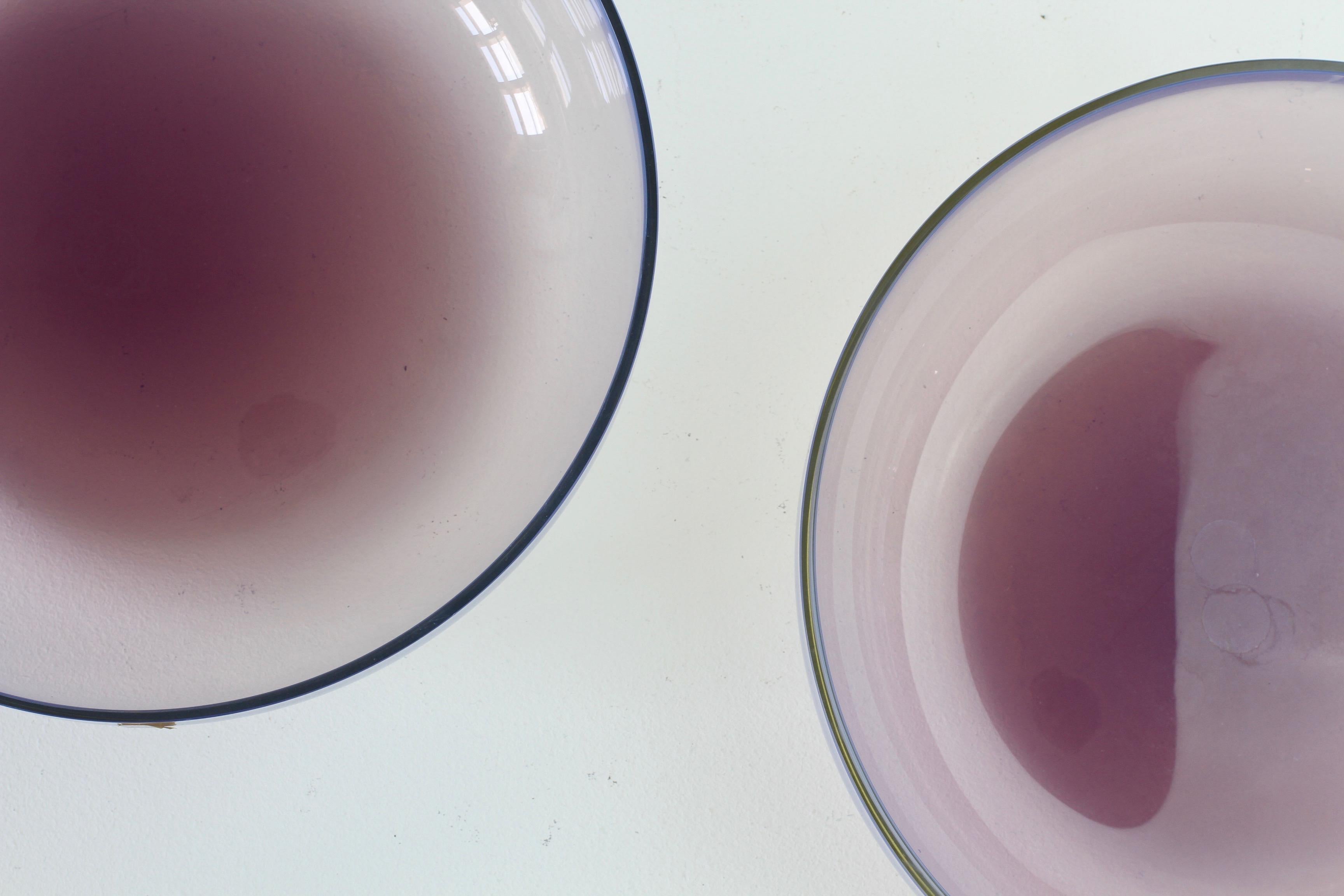 Paar rosa-lila Glasschalen von Antonio da Ros für Cenedese aus Muranoglas im Angebot 5
