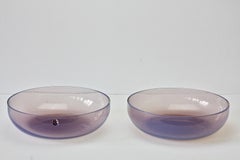 Antonio da Ros for Cenedese Murano Glass Pair of Pink Lilac Coloured Glass Bowls