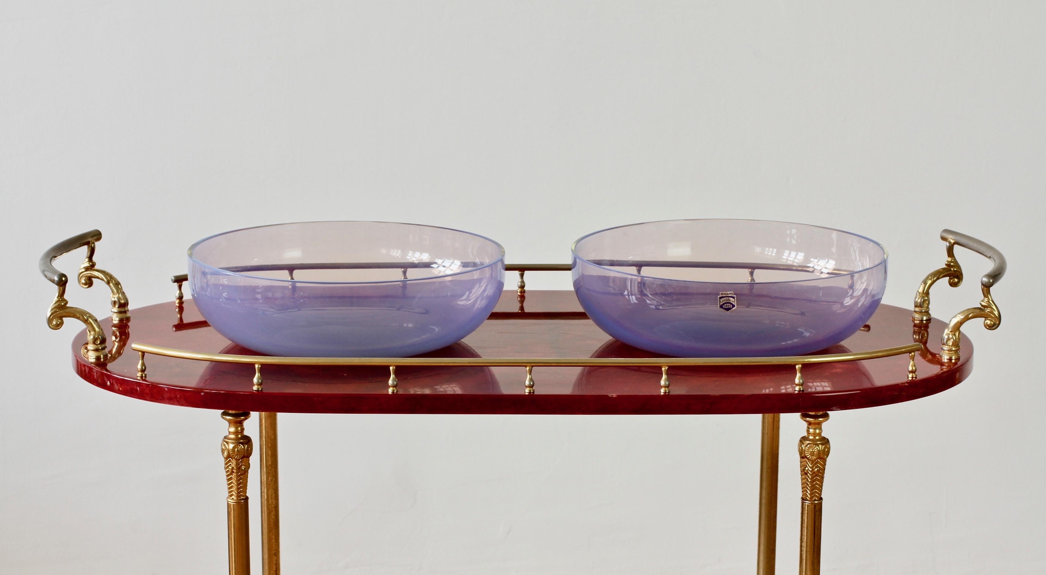 Antonio da Ros for Cenedese Murano Glass Pair of Pink Lilac Coloured Glass Bowls For Sale 1