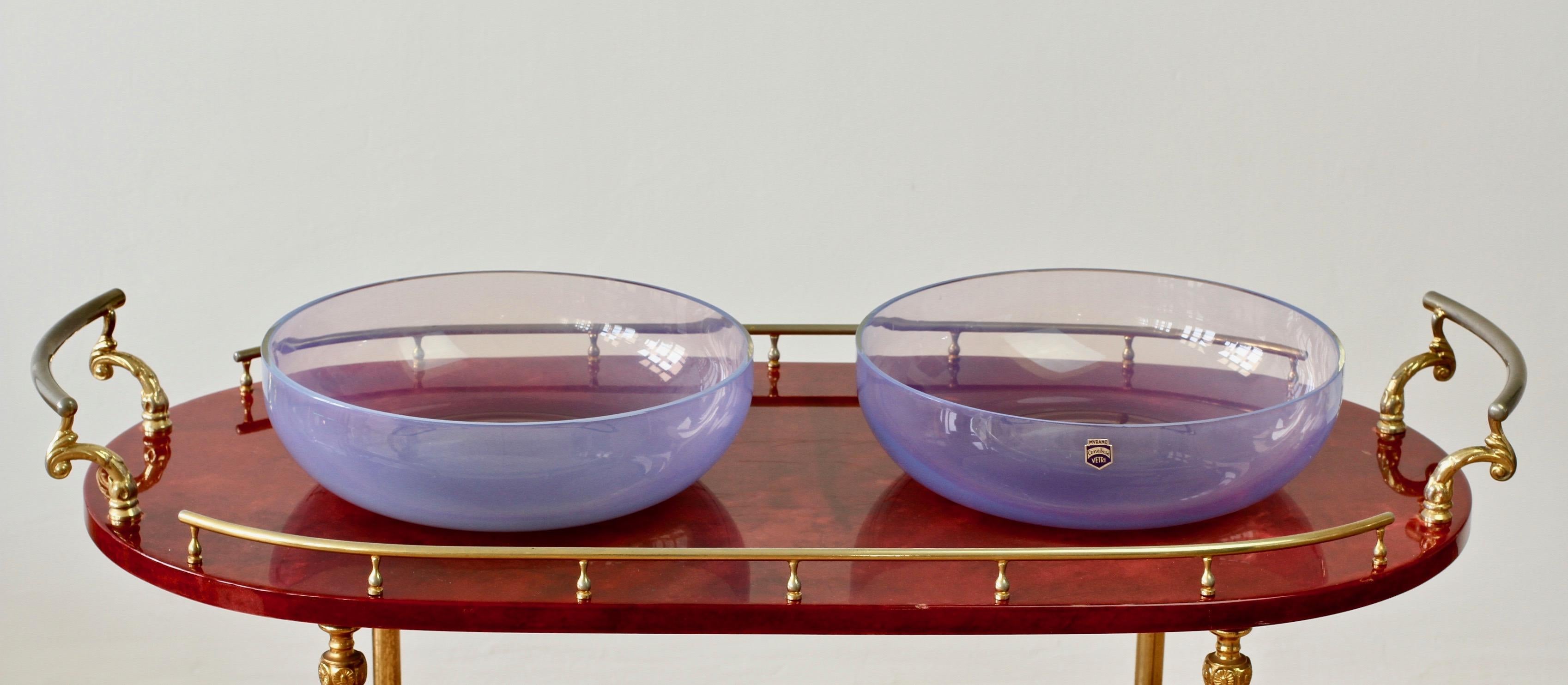 Antonio da Ros for Cenedese Murano Glass Pair of Pink Lilac Coloured Glass Bowls For Sale 2