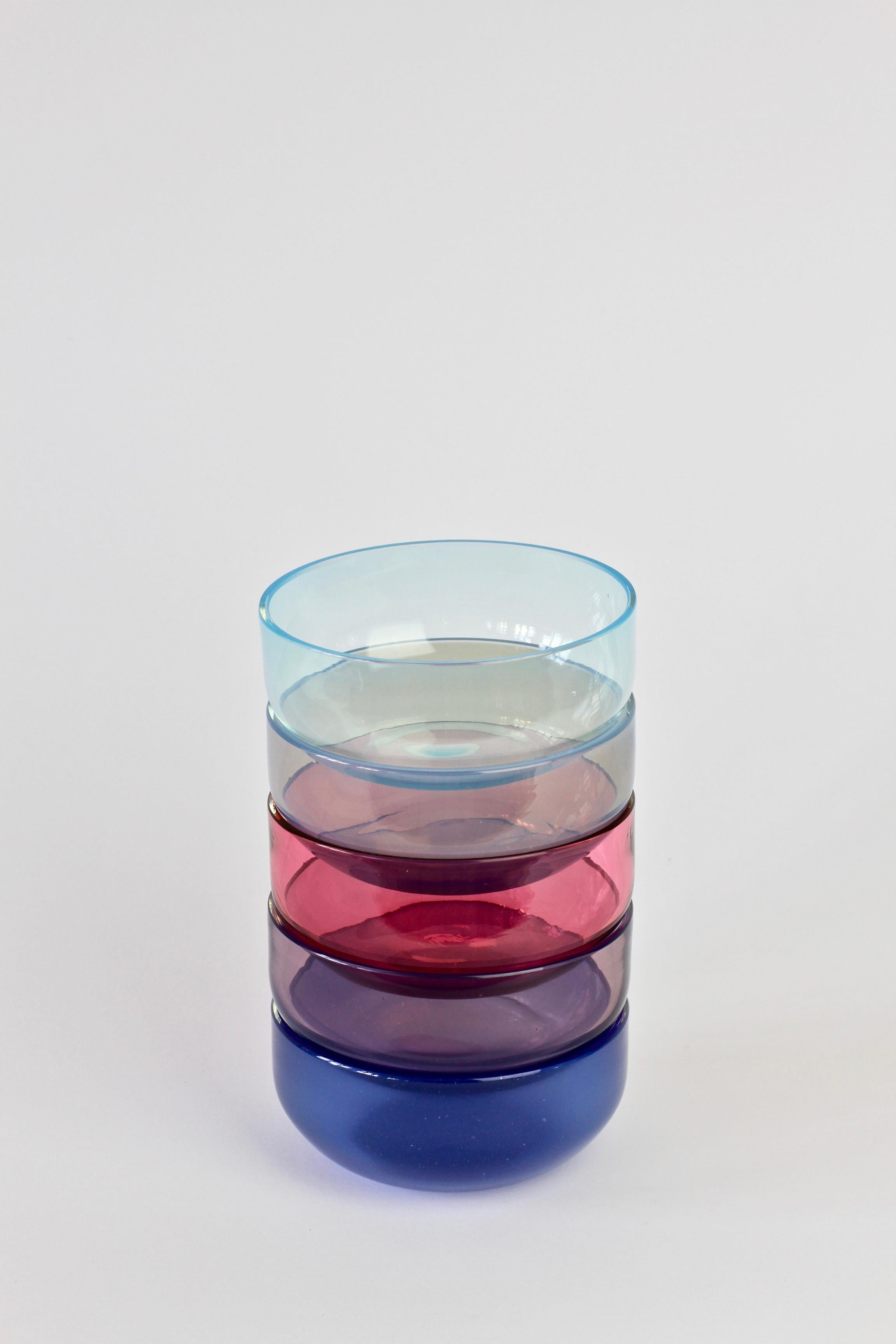 Set von lebhaft farbenfrohen Glasschalen von Antonio da Ros für Cenedese aus Muranoglas im Angebot 6