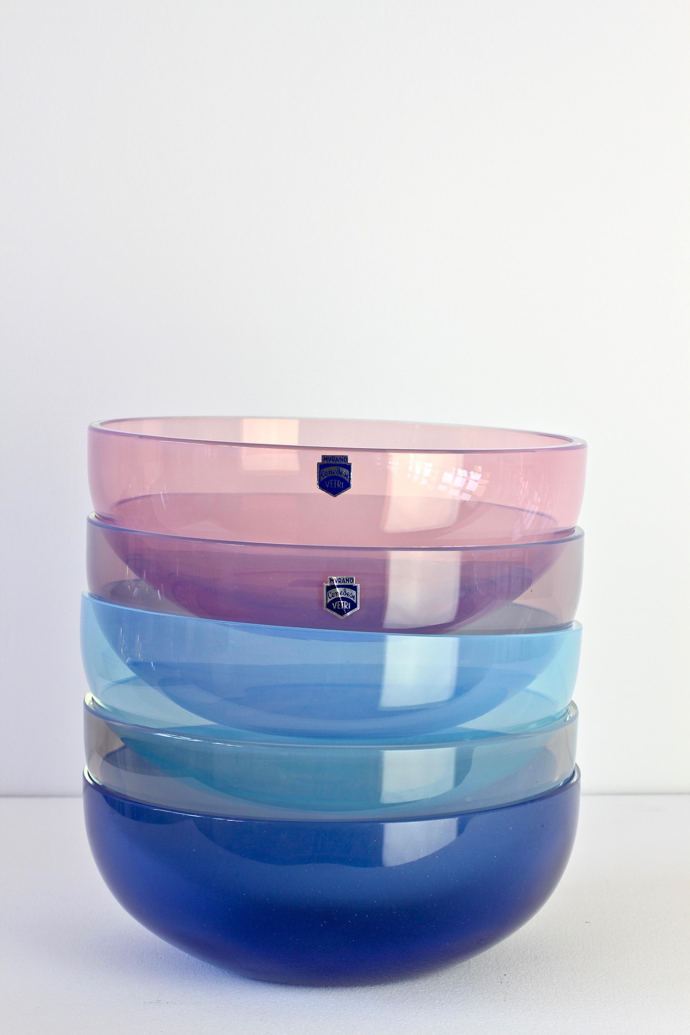 Antonio da Ros für Cenedese Murano Glas Set aus farbenfrohen Glasschalen im Angebot 1
