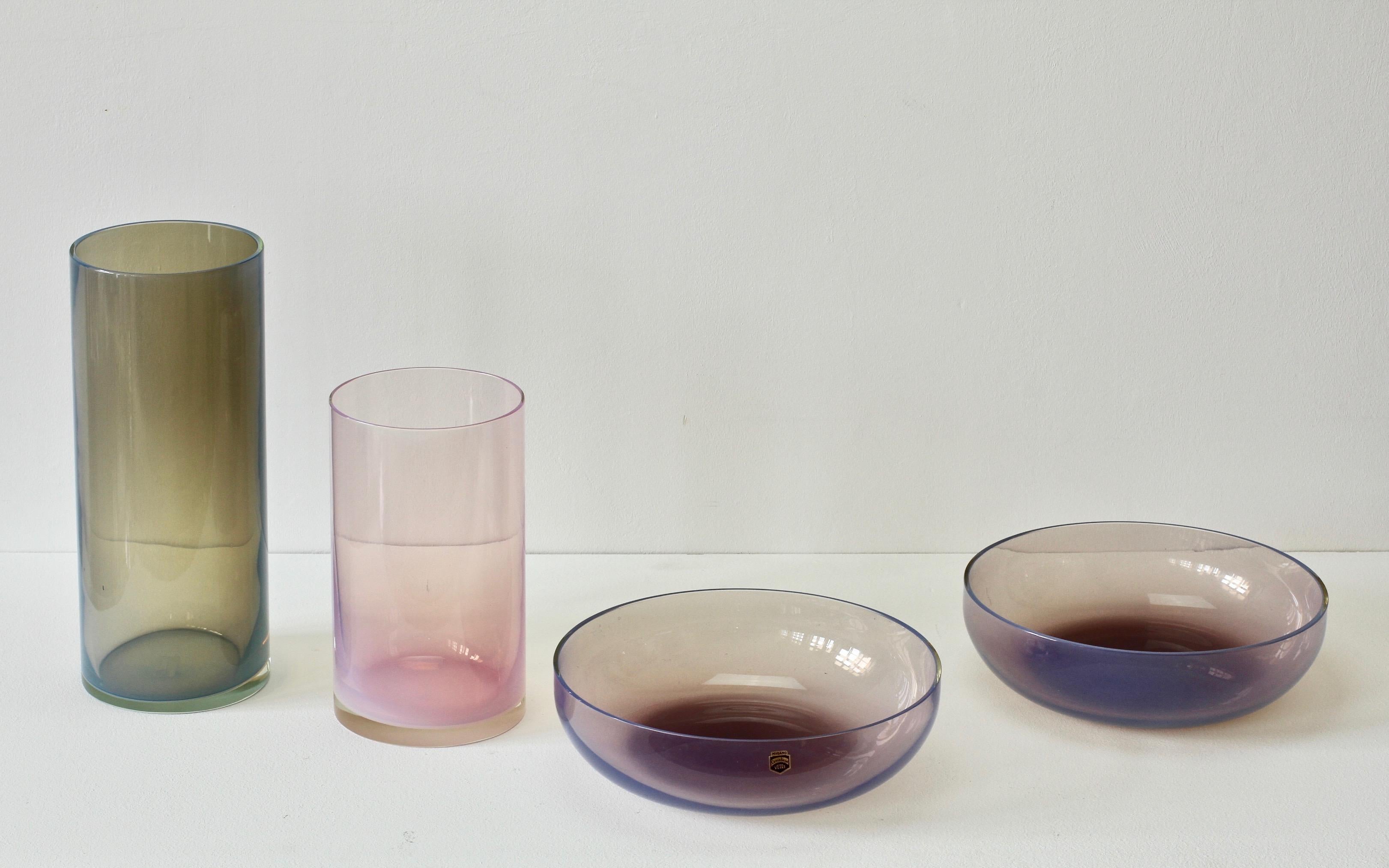 Italian Antonio da Ros for Cenedese Murano Glass Set of Vibrantly Colored Vessels For Sale