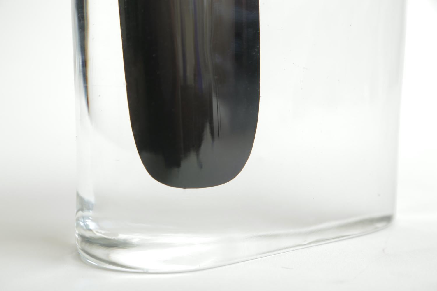 Cenedese Murano Black and Clear Glass Vase Vintage 3