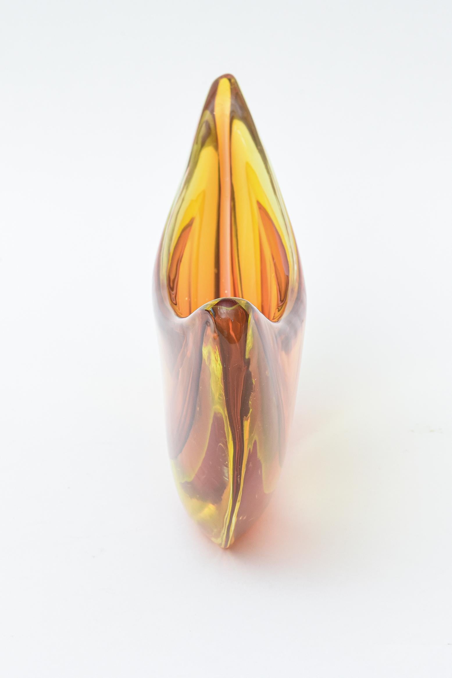 Antonio da Ros für Cenedese Murano Sommerso Glas Schale oder skulptierte Vase Vintage im Zustand „Gut“ in North Miami, FL