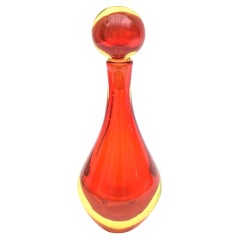 Antonio da Ros for Cenedese Murano Sommerso Red Yelllow Glass Bottle or Perfume