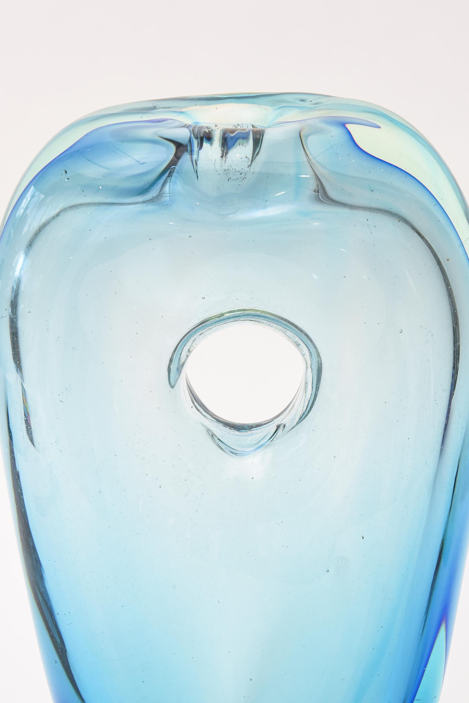 Modern Cenedese Murano Blue Sommerso Vase or Glass Sculpture Vintage