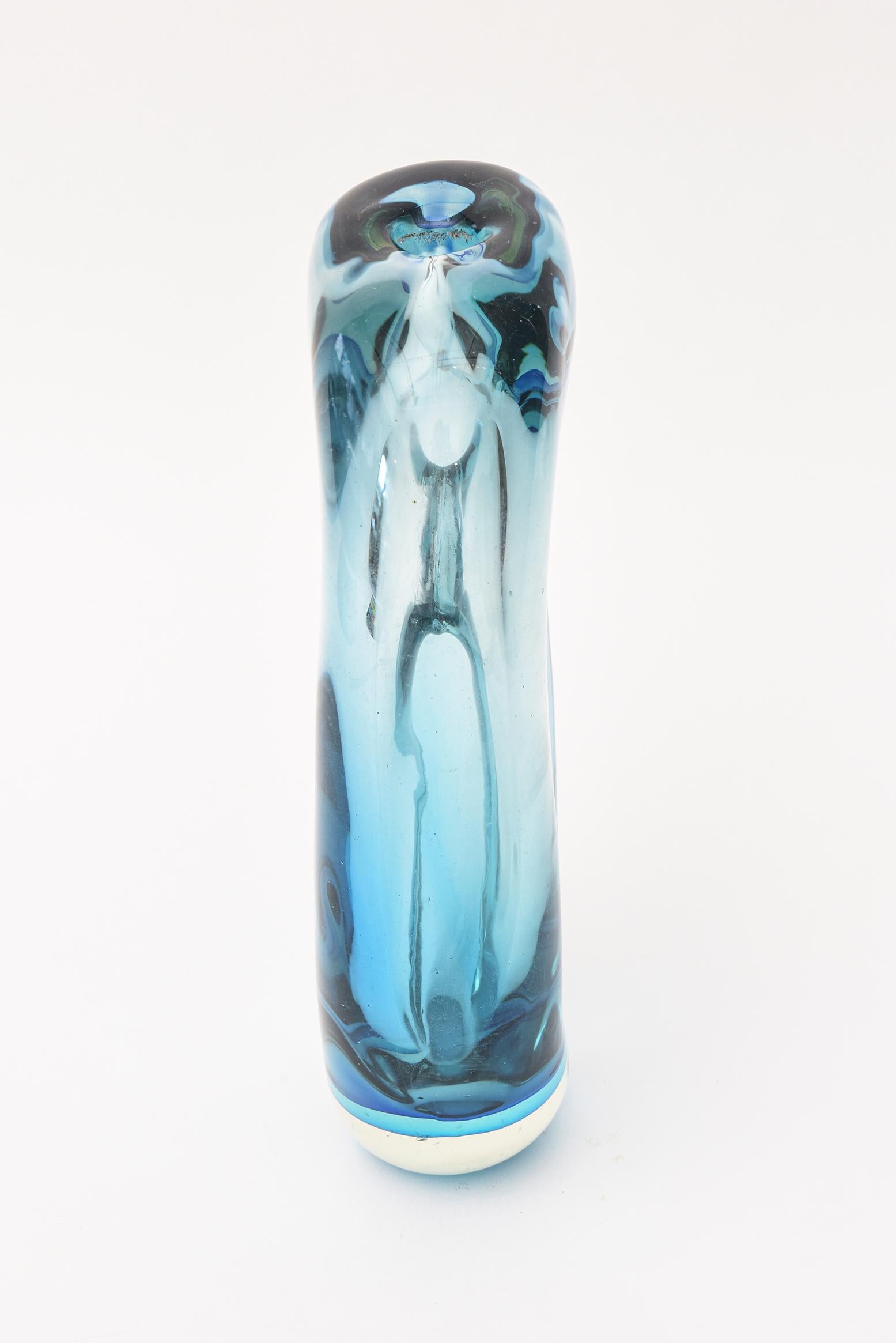 Cenedese Murano Blue Sommerso Vase or Glass Sculpture Vintage 1