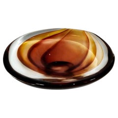 Bol en verre d'art de Murano Sommerso d'Antonio Da Ros pour Cenedese, Vide-Poche, Ambre