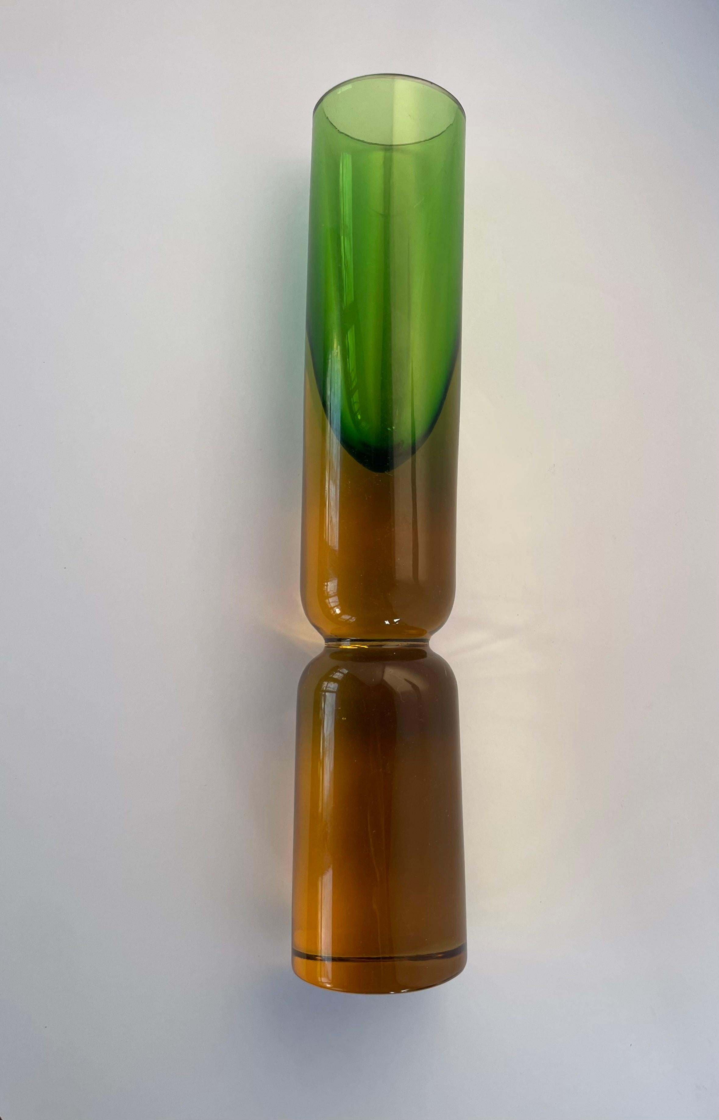 Mid-Century moderno Antonio Da Ros per Cenedese Vaso Sommerso Alto - Greene & Greene & Honeycomb Amber Atomic in vendita