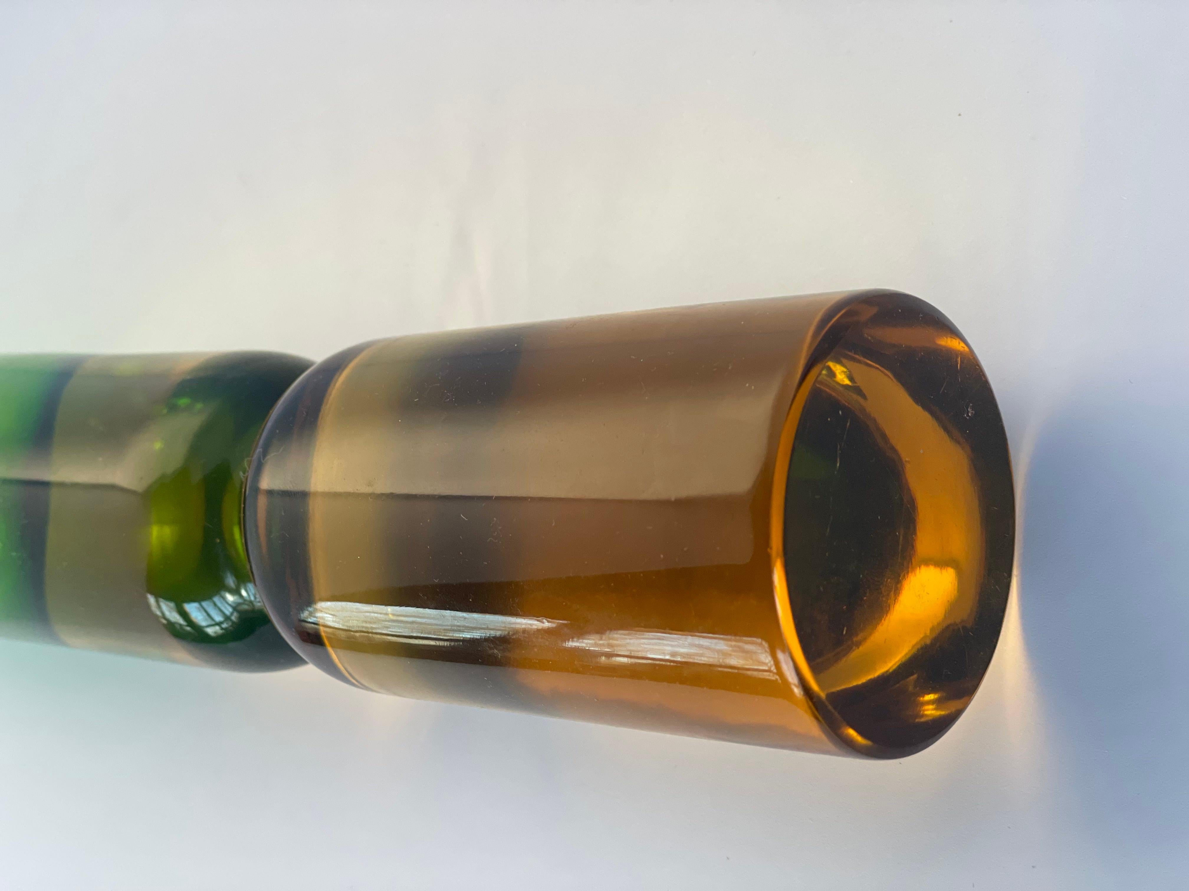 Italiano Antonio Da Ros per Cenedese Vaso Sommerso Alto - Greene & Greene & Honeycomb Amber Atomic in vendita