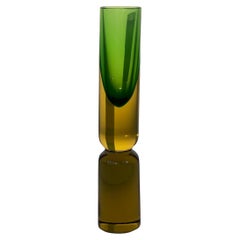 Antonio Da Ros for Cenedese Tall Sommerso Vase – Green & Honeycomb Amber Atomic