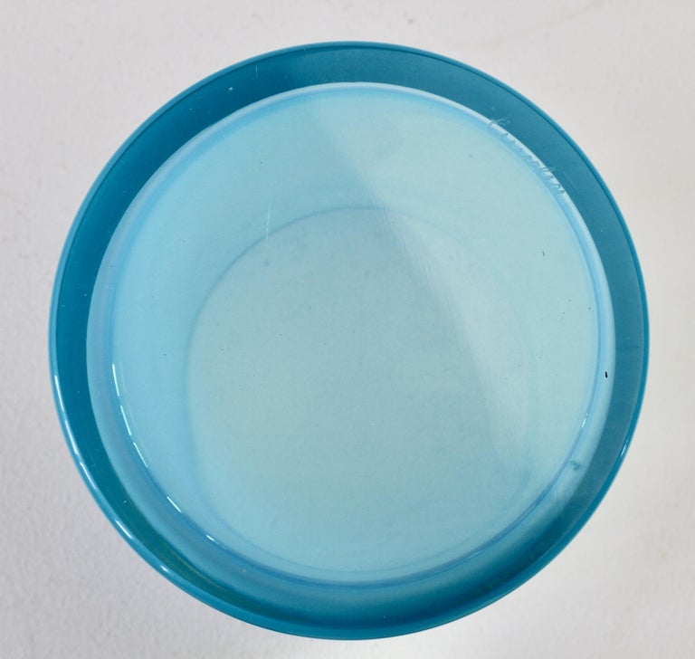 20th Century Antonio da Ros for Cenedese Vintage Vibrant Light Blue Colored Murano Glass Vase For Sale