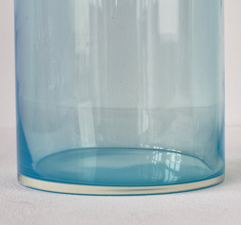 Antonio da Ros for Cenedese Vintage Vibrant Light Blue Colored Murano Glass Vase For Sale 1