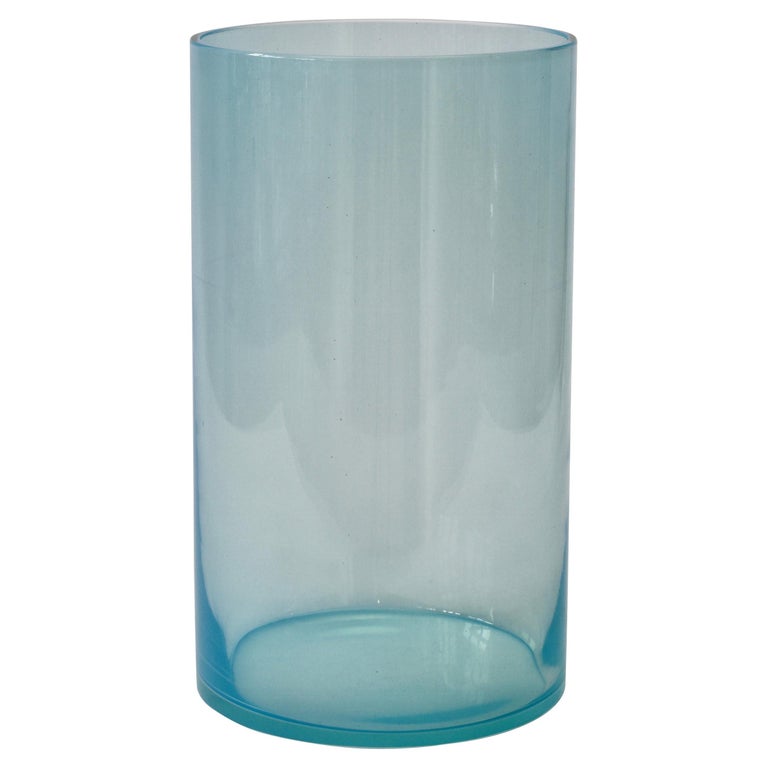 Antonio da Ros for Cenedese Vintage Vibrant Light Blue Colored Murano Glass Vase For Sale