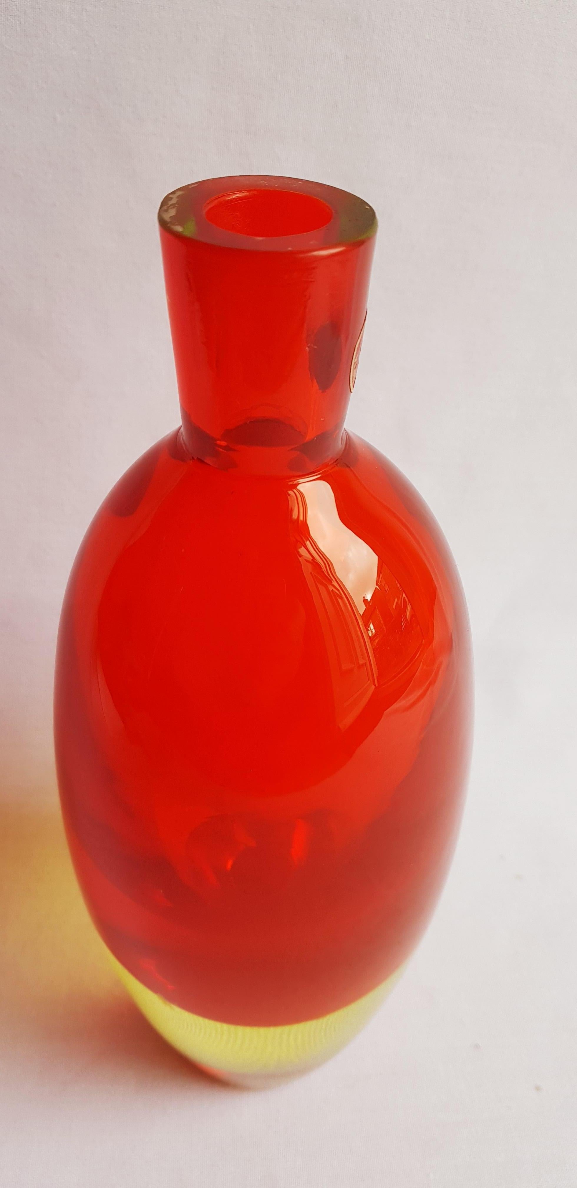 Art Deco Antonio da Ros for Seguso vetri D'arte Murano Glass Uranium Somerso Vase For Sale