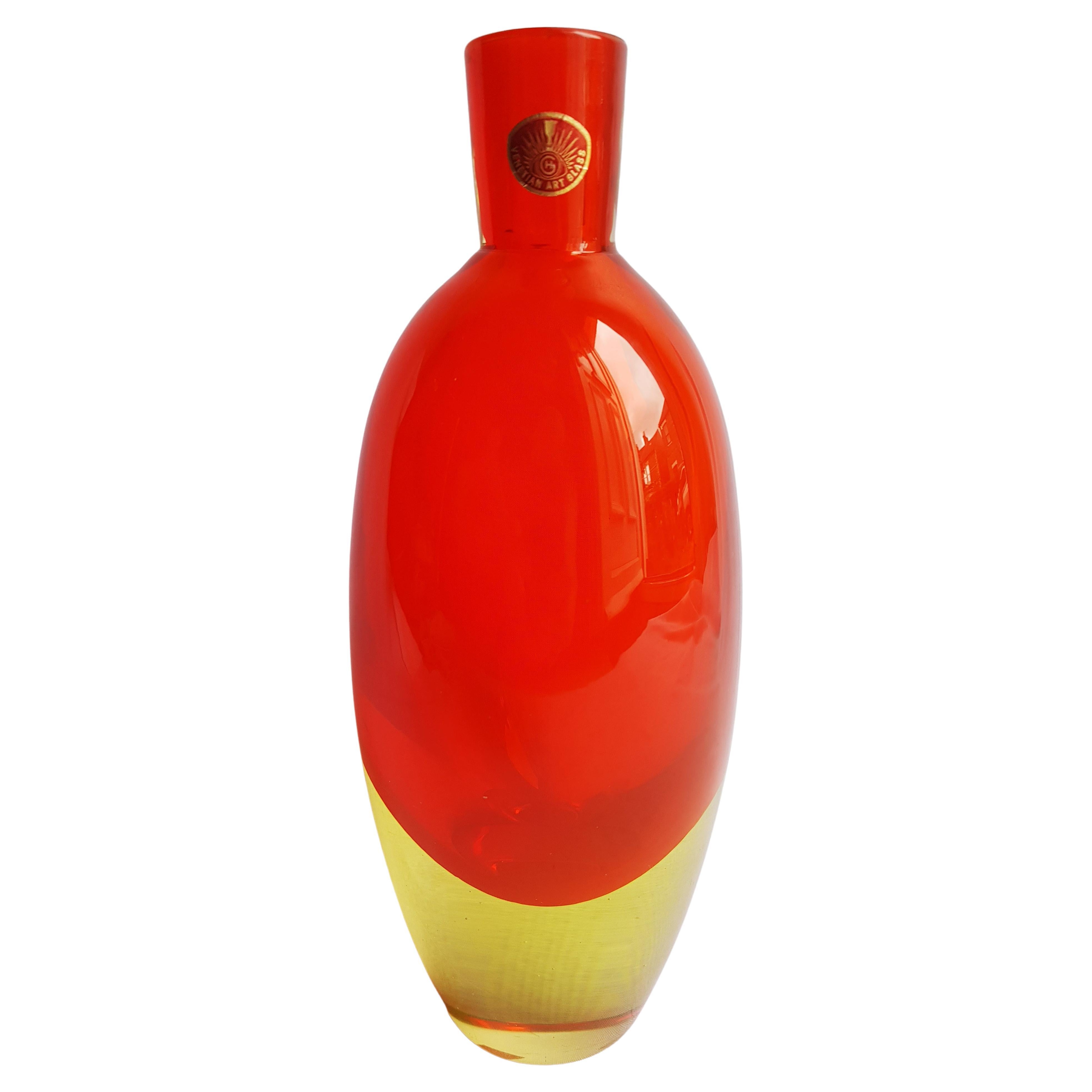 Antonio da Ros for Seguso vetri D'arte Murano Glass Uranium Somerso Vase For Sale