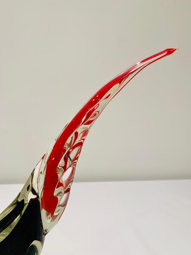 italien Antonio da Ros, verre de Murano bicolore avec sangle argentée, circa 1950 en vente
