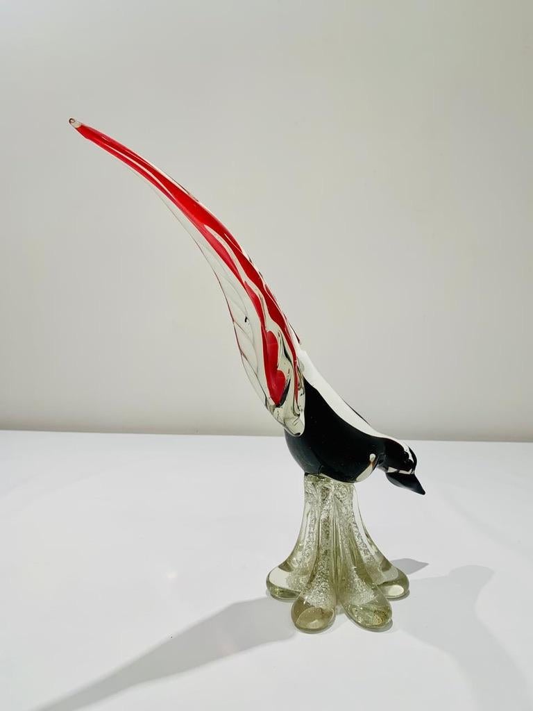 Other Antonio da Ros Murano glass bicolor with silver circa 1950 cock. For Sale