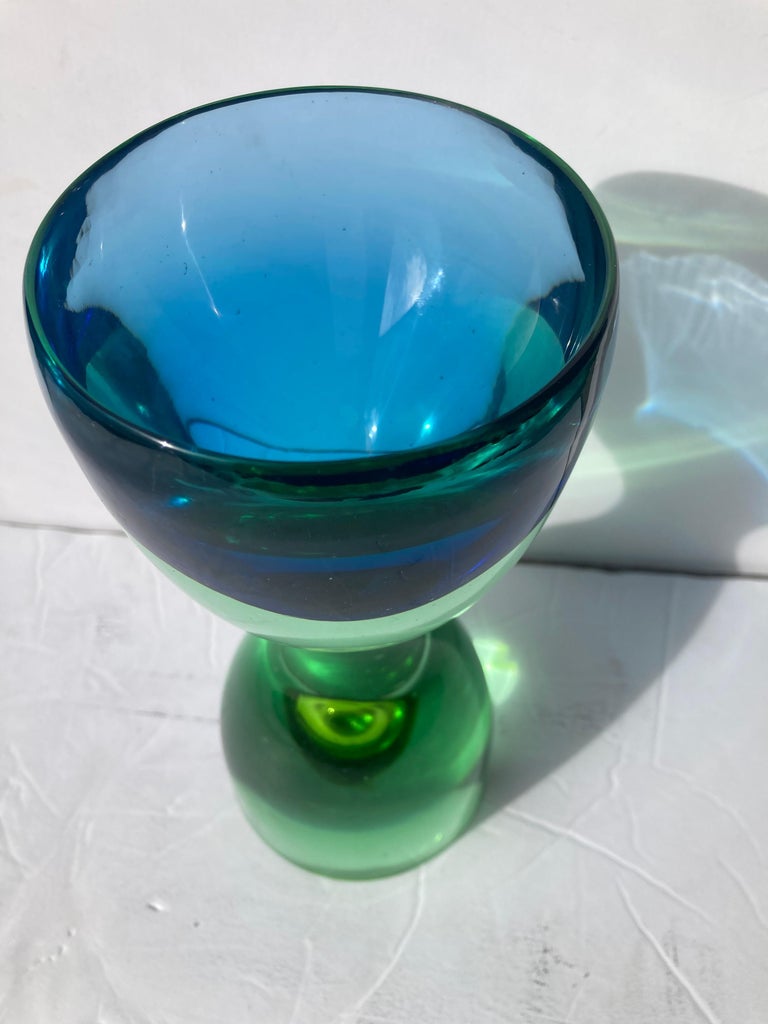 Hand-Crafted Antonio da Ros Murano Glass Sommerso Vase for Cenedese For Sale