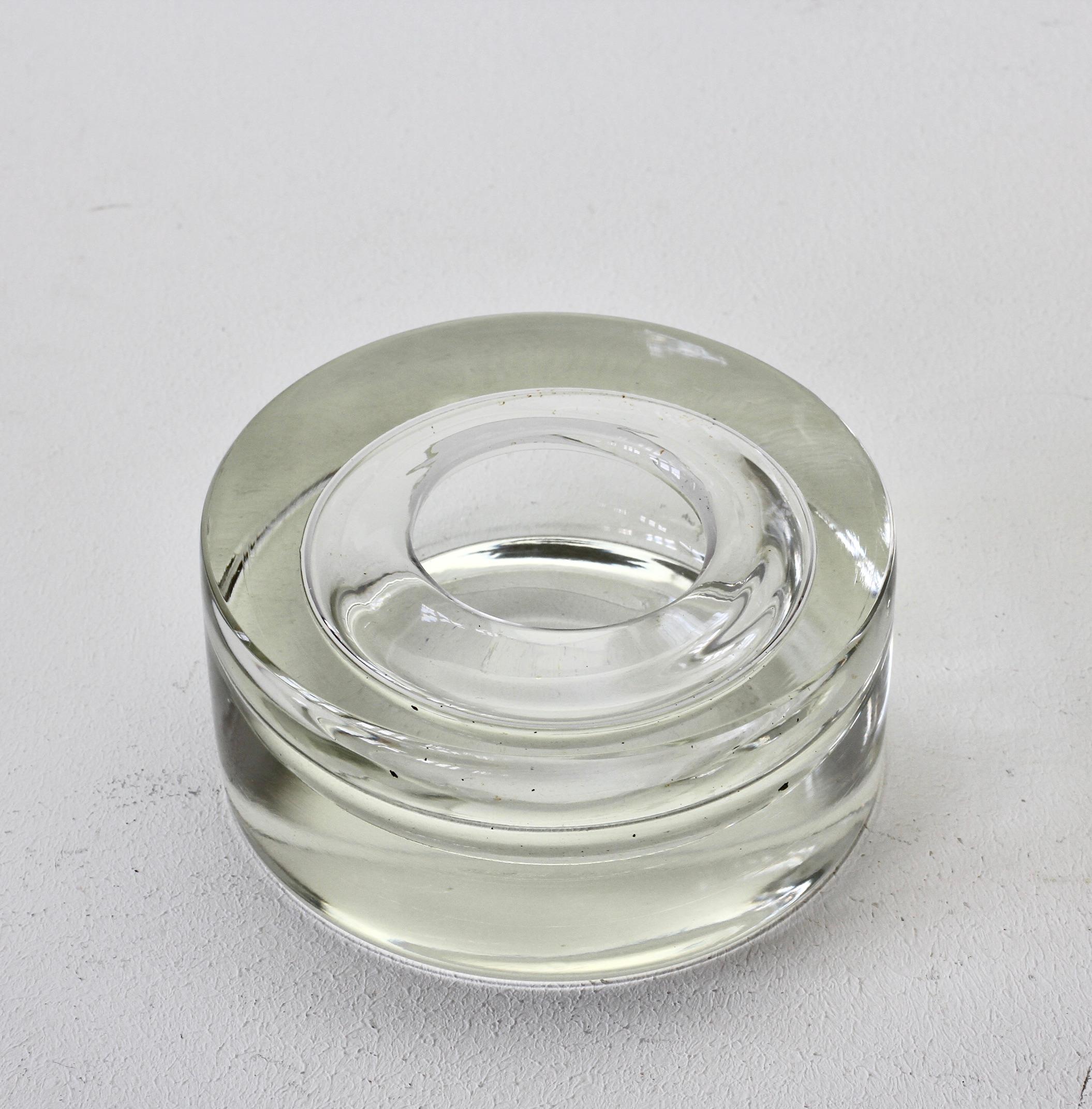 20ième siècle Antonio Da Ros Vintage Italian Murano Clear Sommerso Glass Bowl:: Dish or Ashtray en vente
