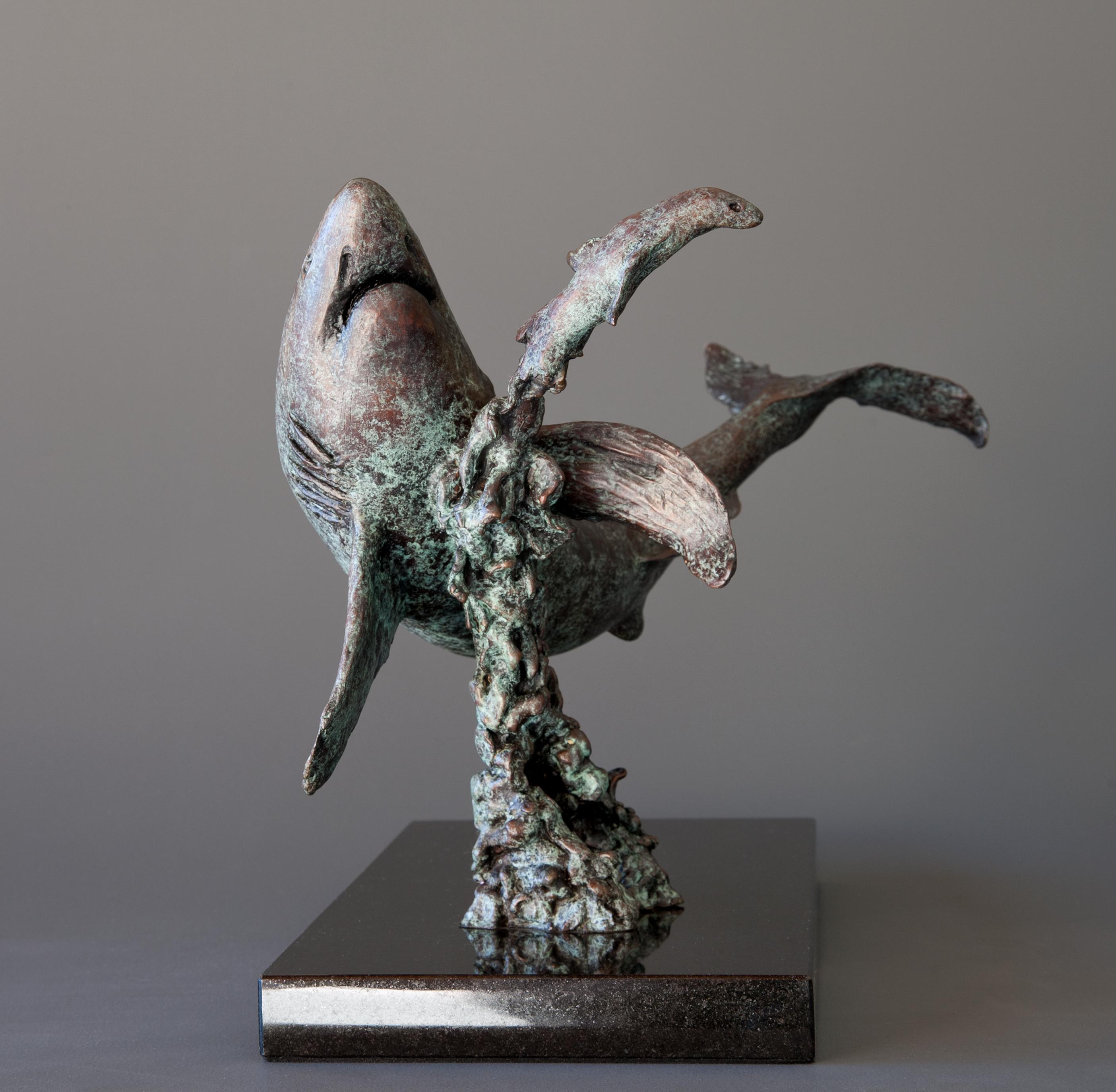 Shark & Seal - Sculpture by Antonio Da Silva 