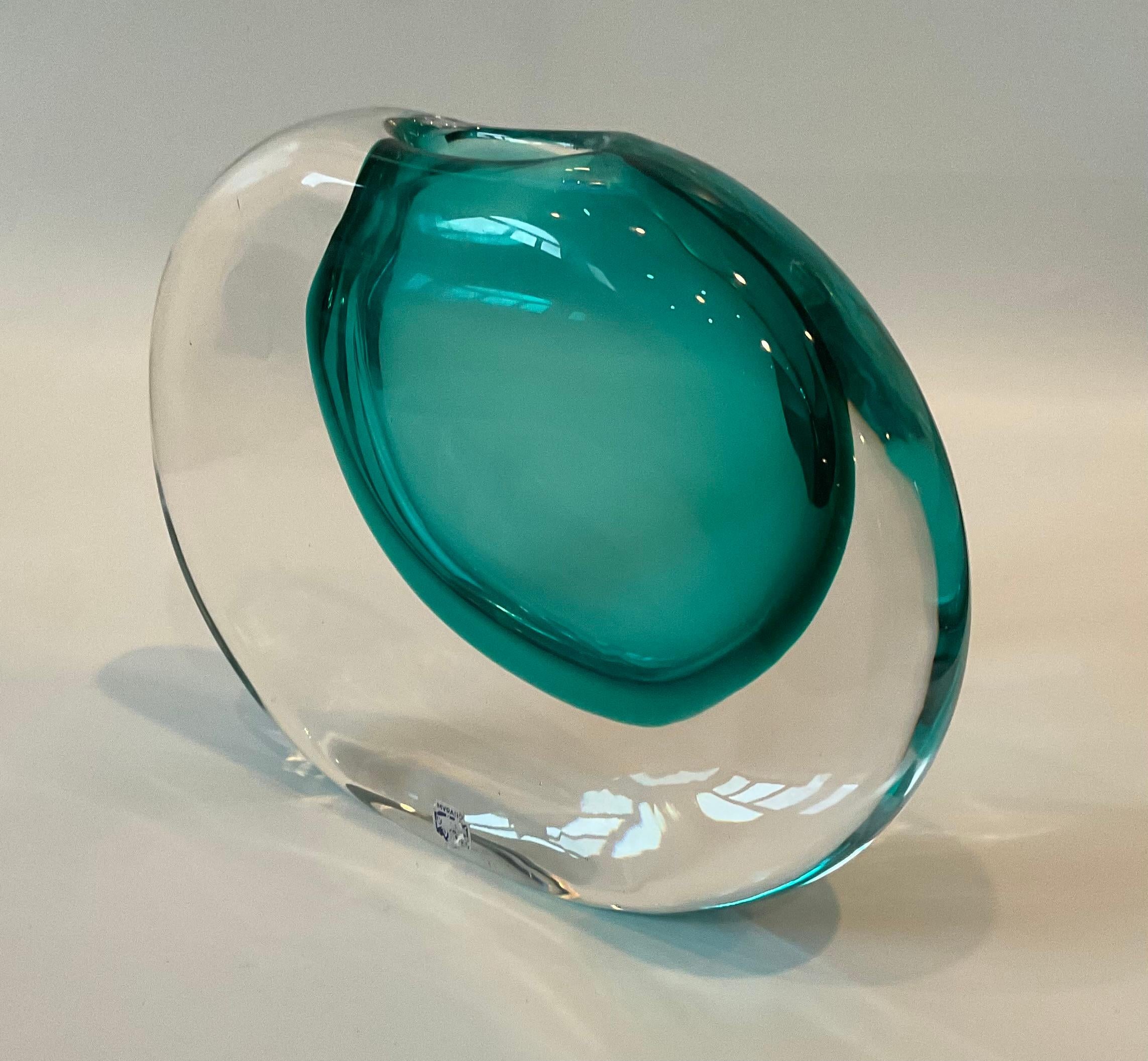 Mid-Century Modern Antonio DaRos Cenedese Murano Art Glass Sasso Vase in light blue original label  For Sale
