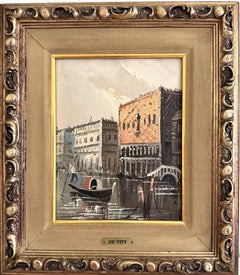 Antonio De Vity (1901-1993) Italienisches Ölgemälde Venedig Kanal Gondel Stadtbild