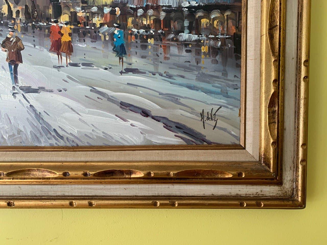 Enorme dipinto ad olio originale su tela, Artista quotato Antonio De Vity (1901-1993) - Landscape Painting Marrone di Antonio De vity