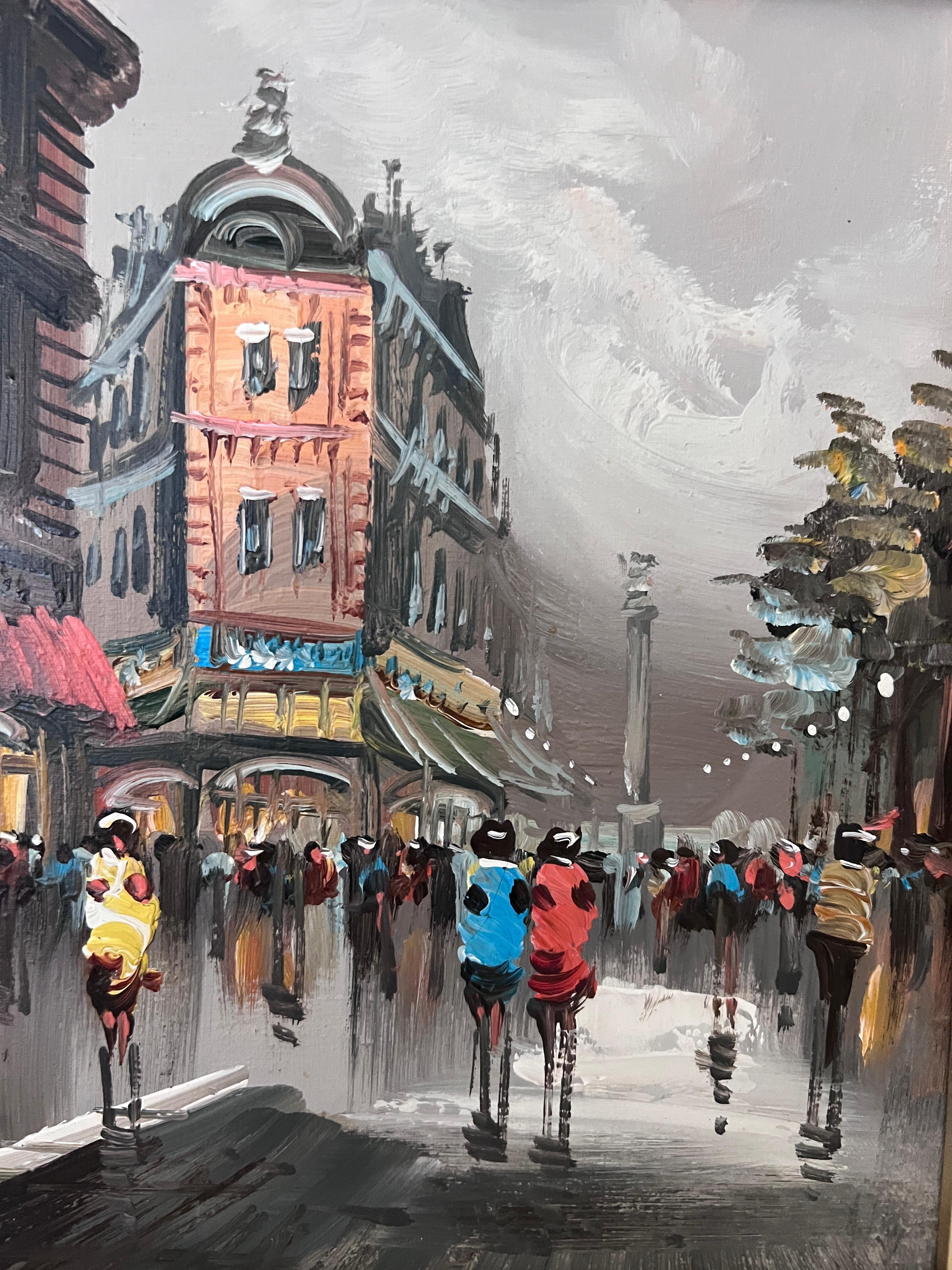 Original Oil Painting On Canvas Listed Artist Antonio De Vity (1901-1993) Paris - Gray Landscape Painting by Antonio De vity