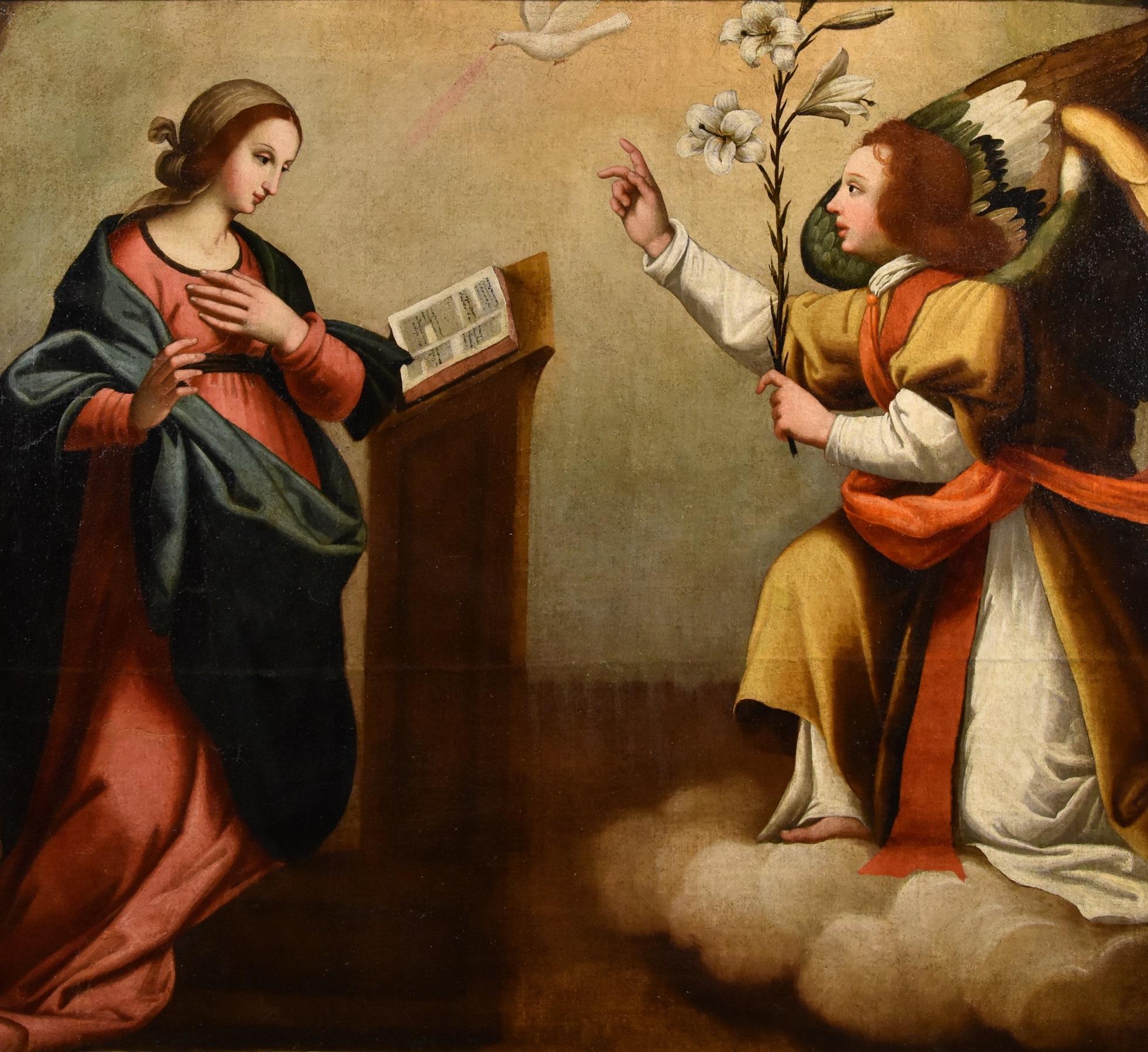 Annunciation Ceraiolo Paint Oil on canvas 16th Century Old master Firenze Italy For Sale 13