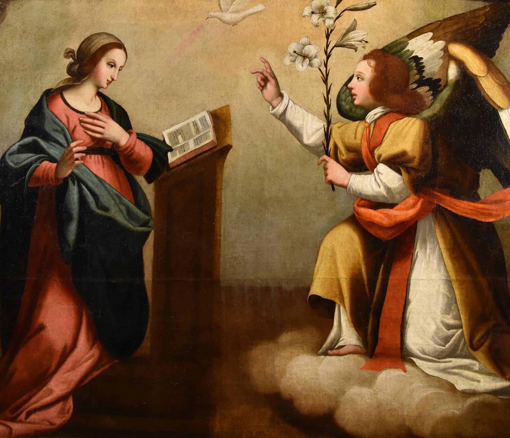 Annunciation Ceraiolo Paint Oil on canvas 16th Century Old master Firenze Italy For Sale 2