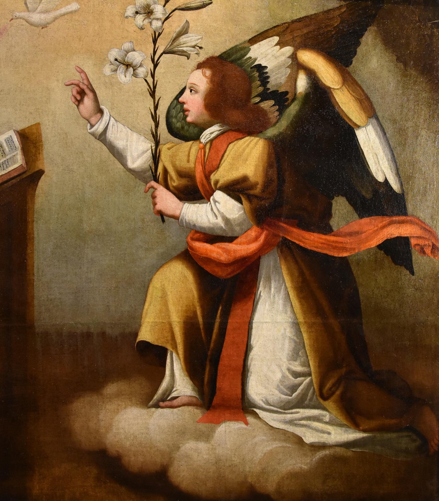 Annunciation Ceraiolo, Gemälde Öl auf Leinwand, 16. Jahrhundert, Alter Meister Firenze, Italien im Angebot 4