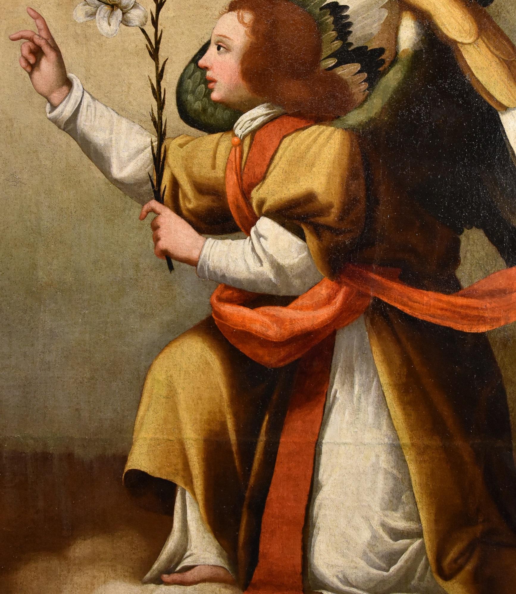 Annunciation Ceraiolo, Gemälde Öl auf Leinwand, 16. Jahrhundert, Alter Meister Firenze, Italien im Angebot 5