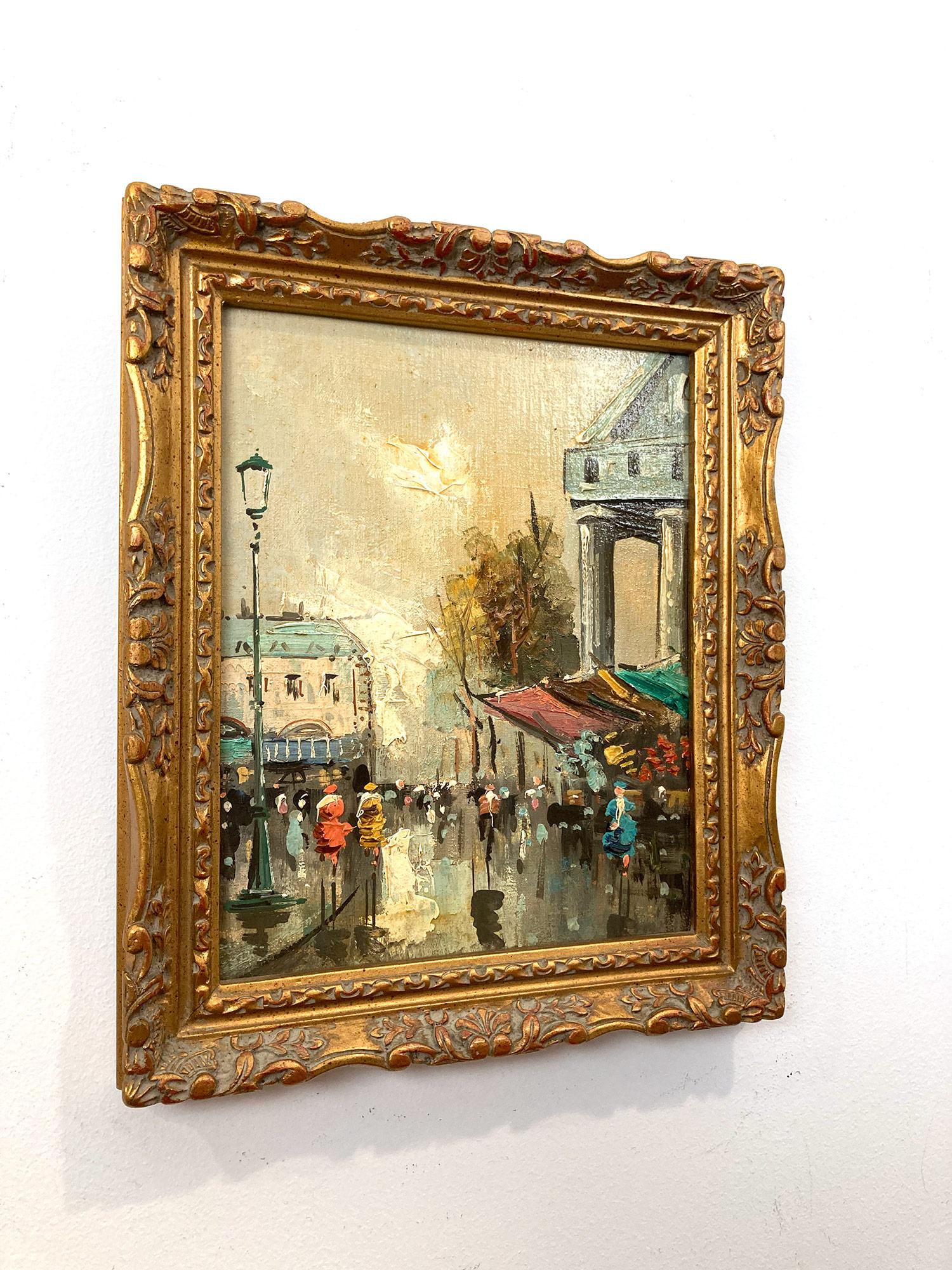 Impressionistische Pariser Straßenszene „La Madeleine“ des 20. Jahrhunderts, Ölgemälde im Angebot 7