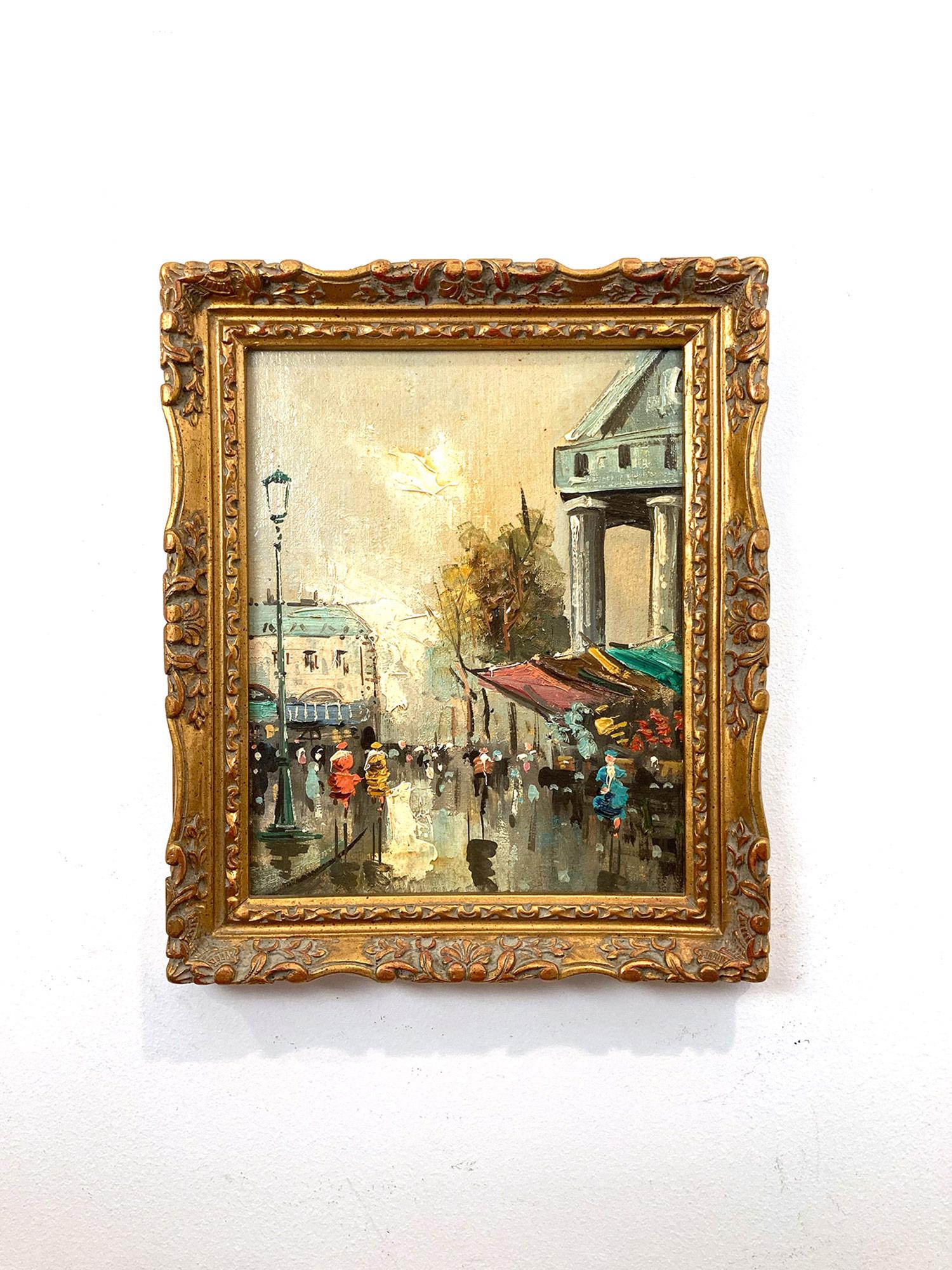 Impressionistische Pariser Straßenszene „La Madeleine“ des 20. Jahrhunderts, Ölgemälde im Angebot 8