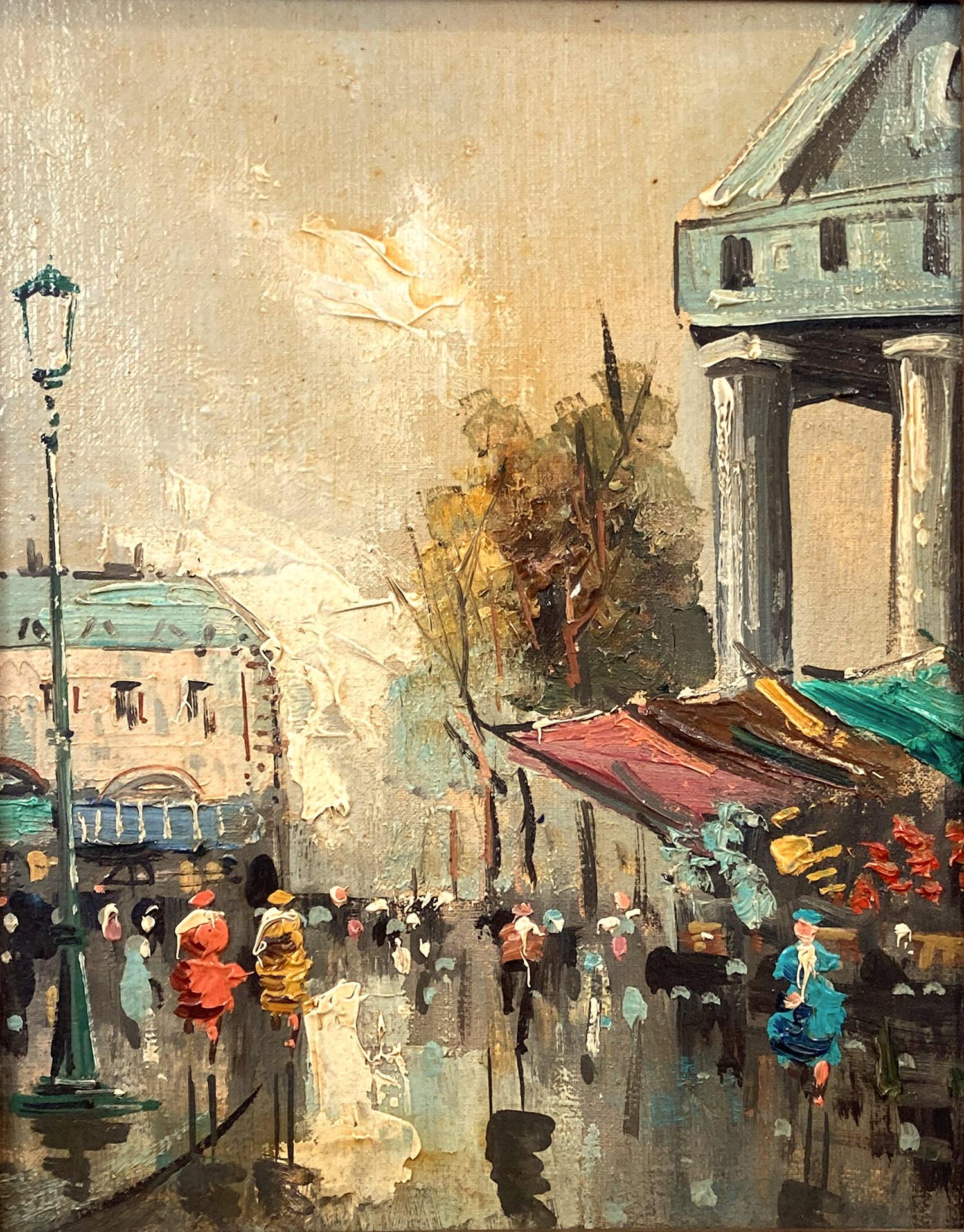 Impressionistische Pariser Straßenszene „La Madeleine“ des 20. Jahrhunderts, Ölgemälde – Painting von Antonio DeVity