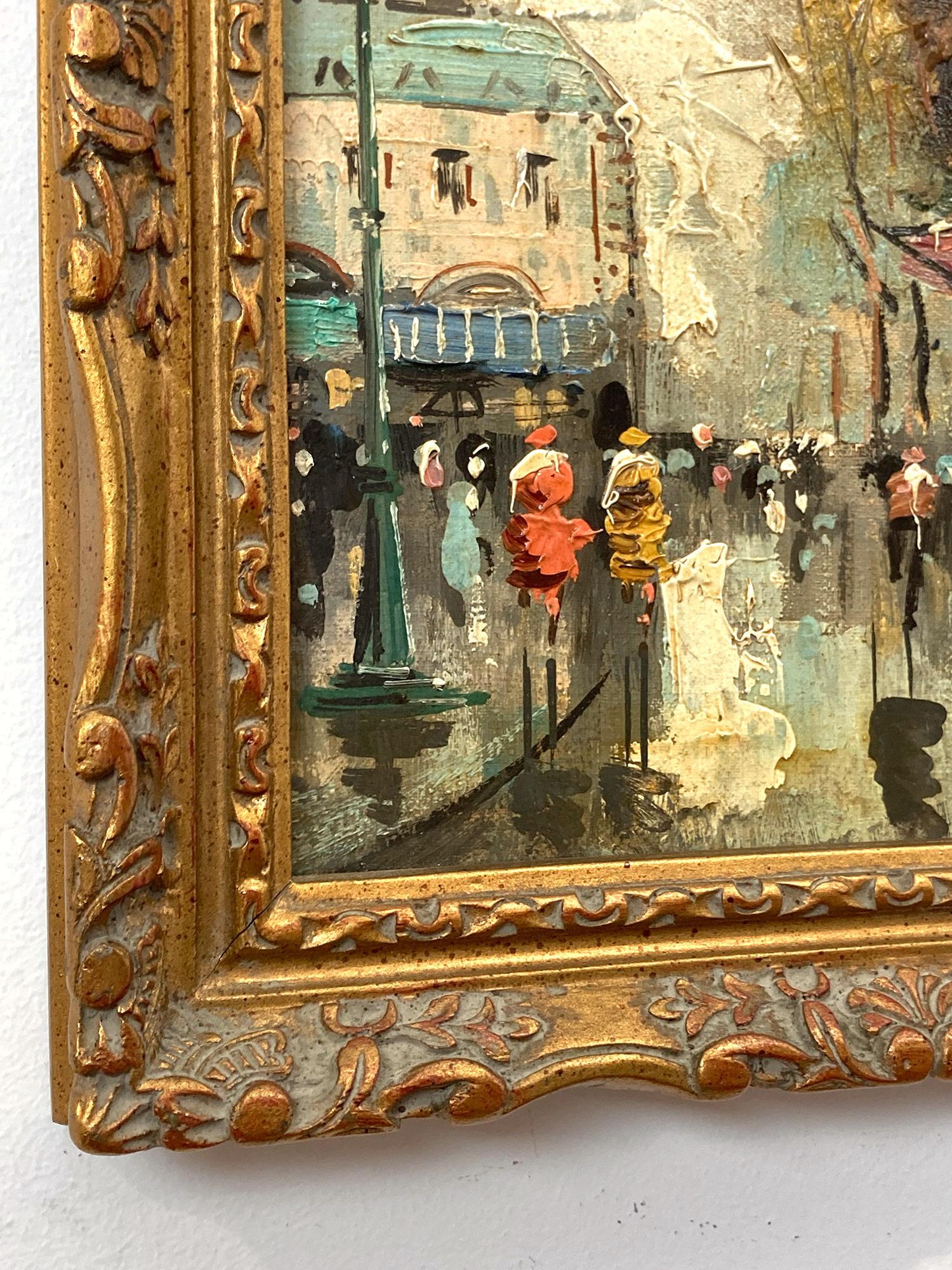 Impressionistische Pariser Straßenszene „La Madeleine“ des 20. Jahrhunderts, Ölgemälde im Angebot 5