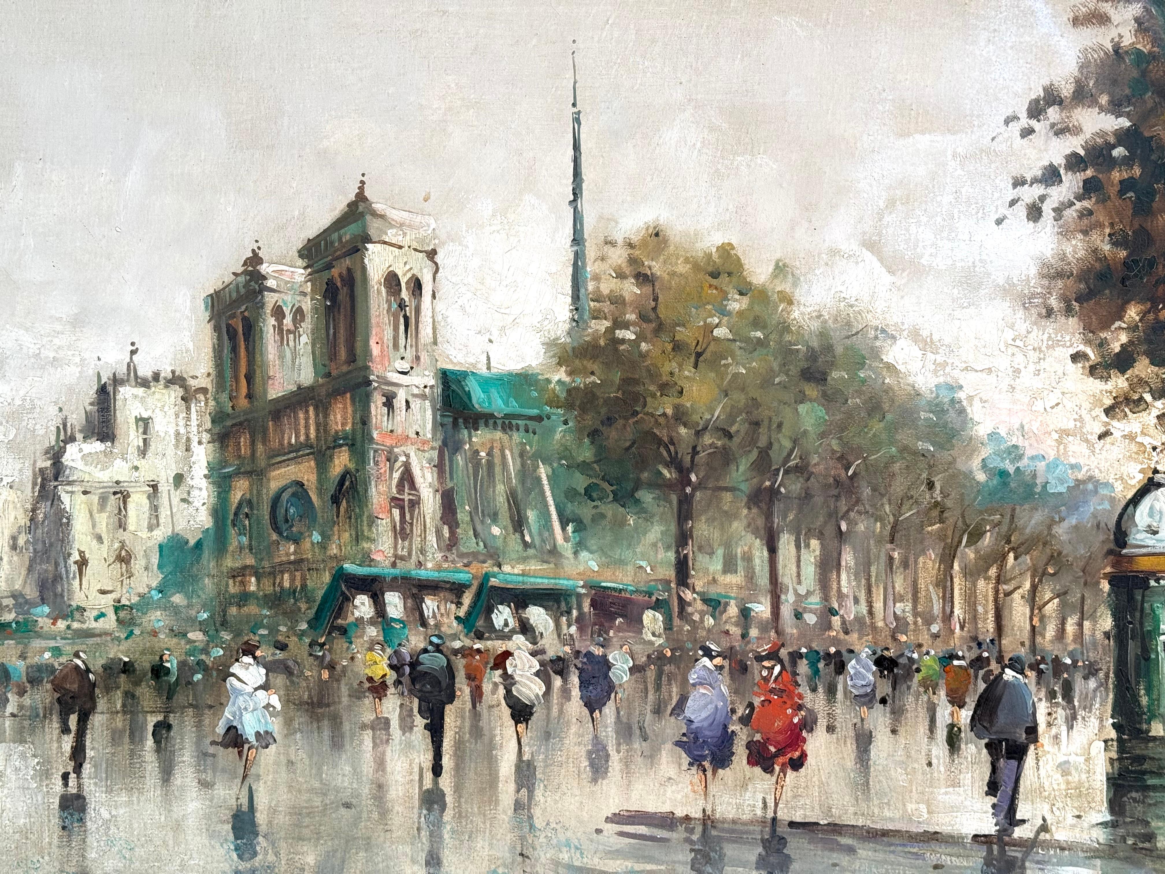 “Notre Dame Paris” - Beige Figurative Painting by Antonio DeVity