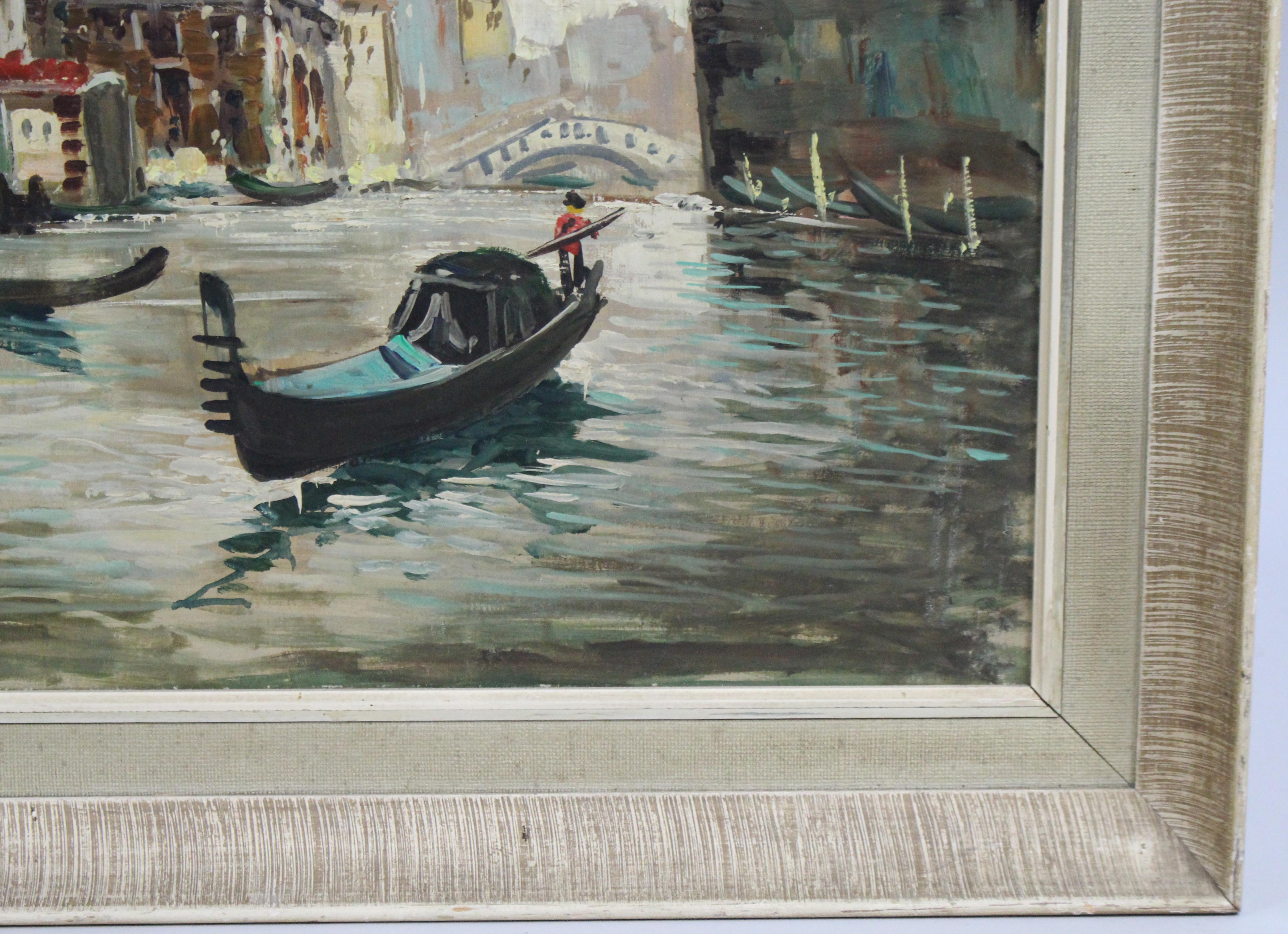 Antonio Devity 'Italian, 1901-1993' Venice Canal Oil on Canvas For Sale 1