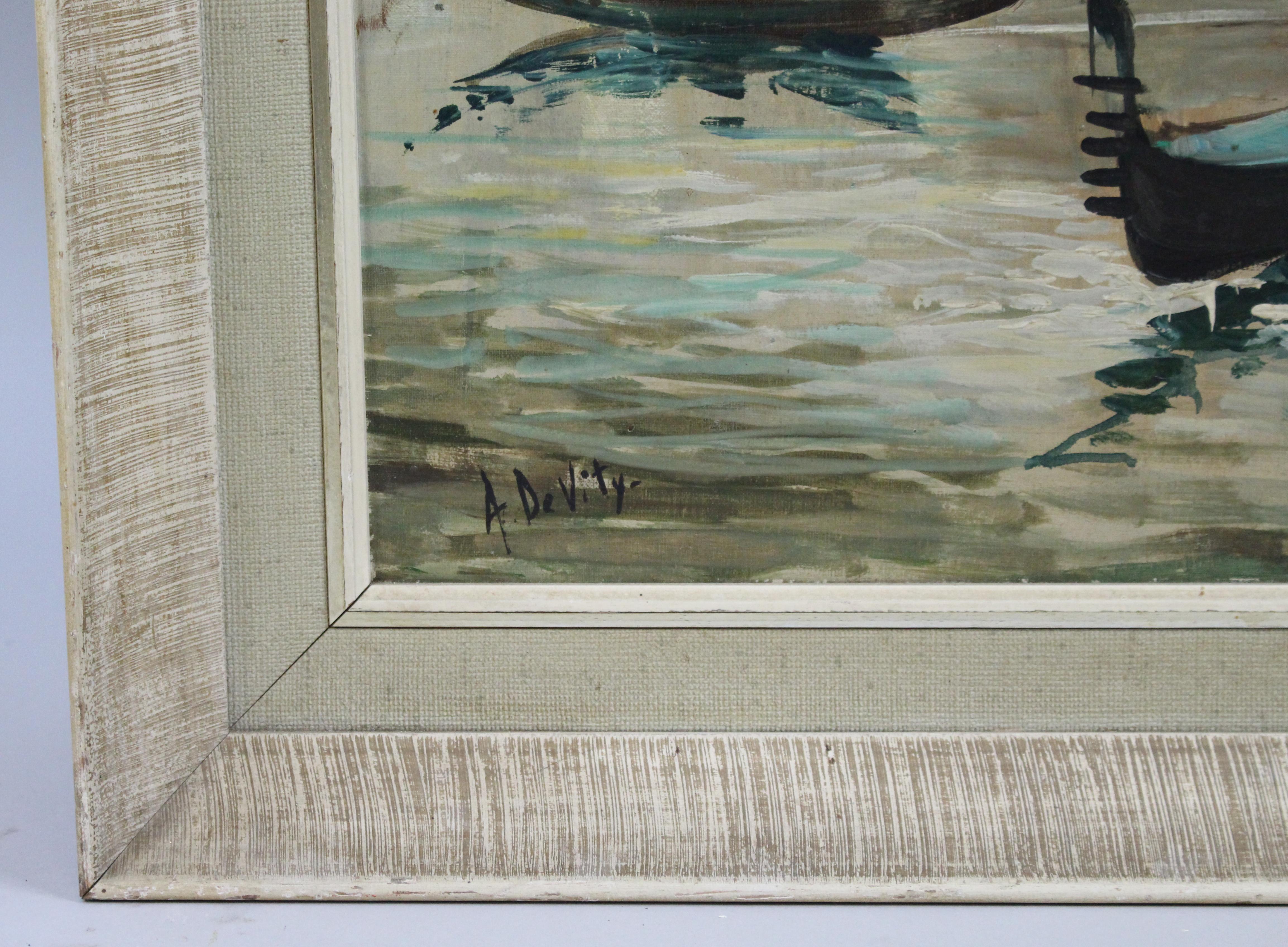 Antonio DeVity 'Italian, 1901-1993' Venice Canal Oil on Canvas For Sale 4
