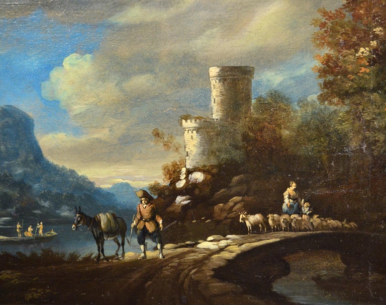 Diziani Pair Of Landscapes Paint View Old master Oil on canvas 18th Century Art For Sale 10